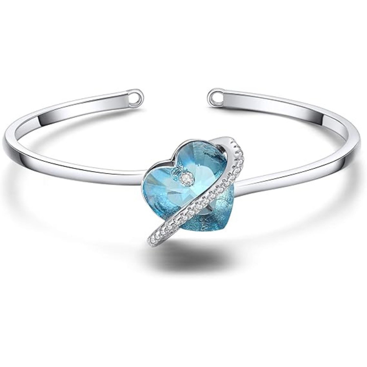 Armreif verstellbar mit funkelnden Herz Stein Kristallen - Armband für Damen