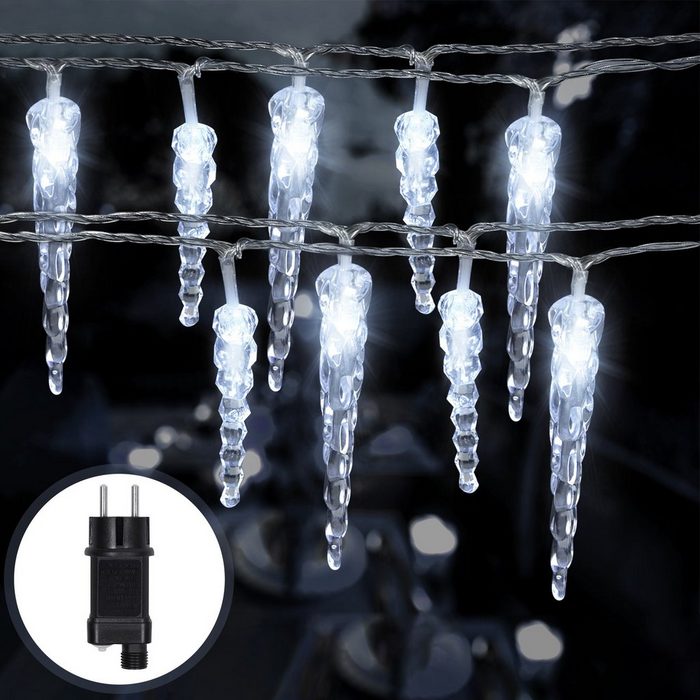 UISEBRT LED-Lichterkette Eiszapfen Lichterkette LED mit 8 Leuchtmodi