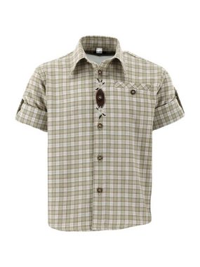 OS-Trachten Trachtenhemd Dadil Jungen Langarmhemd mit Edelweiß-Stickerei auf der Knopfleiste