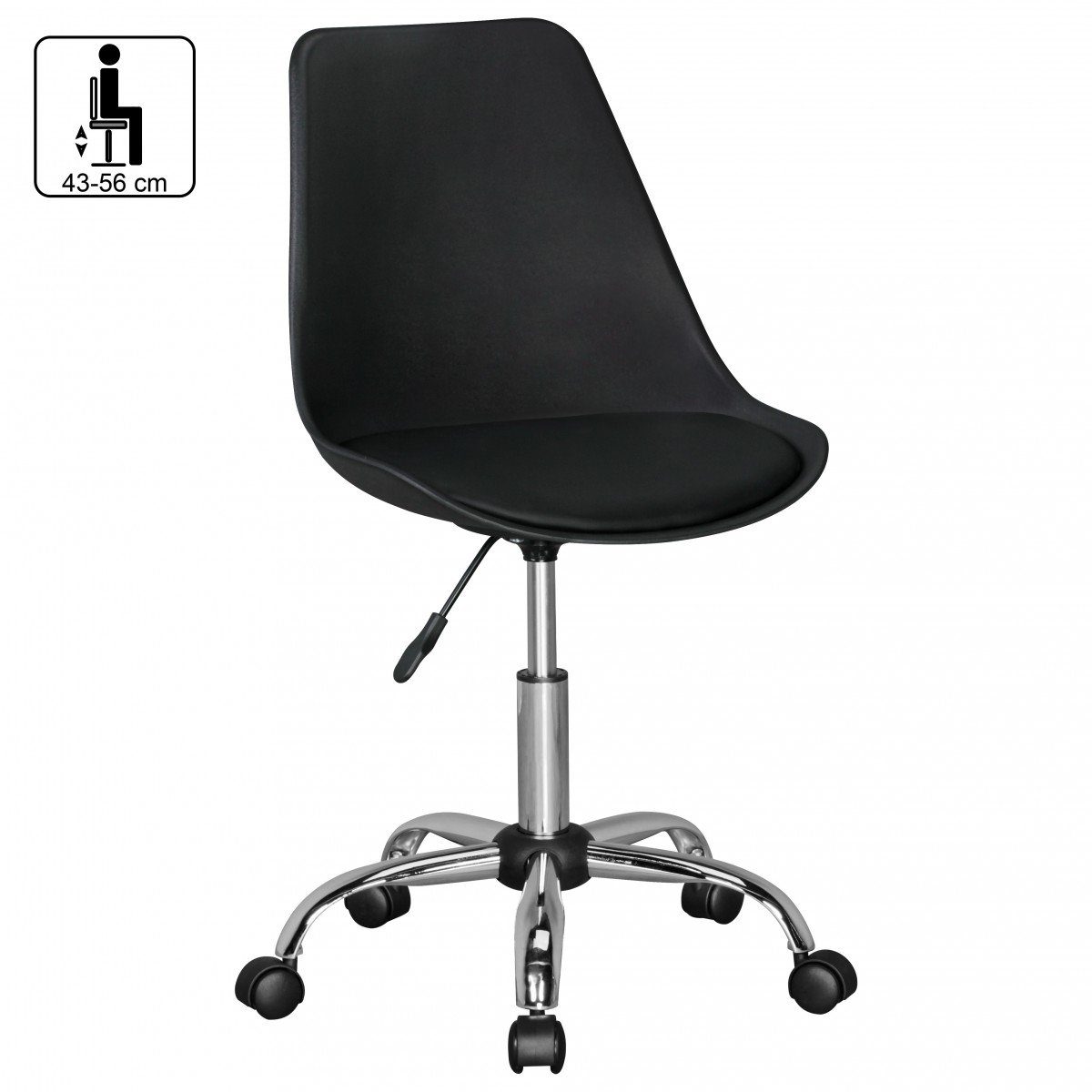 SPM1.334 Stuhl f. (Schreibtischstuhl Schreibtisch, Modern), Schwarz Drehstuhl Kunstleder Höhenverstellbar Drehsessel Amstyle