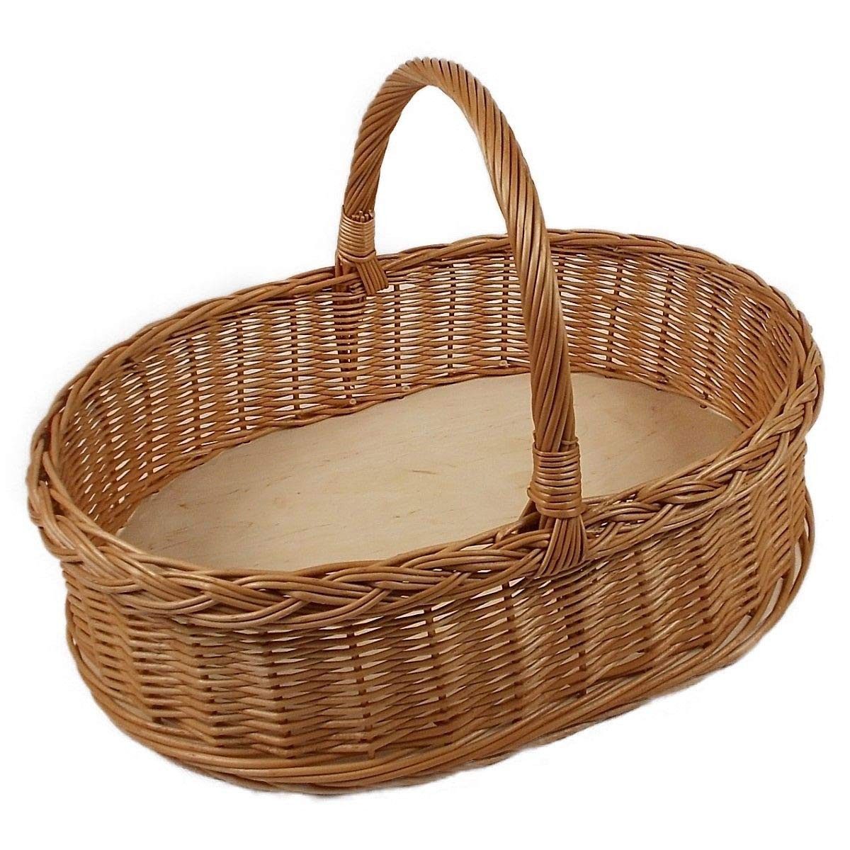 natuleo by pokuc Flaschenkorb Weidentablett mit Henkel Braun Oval ca. 52x40x35 cm