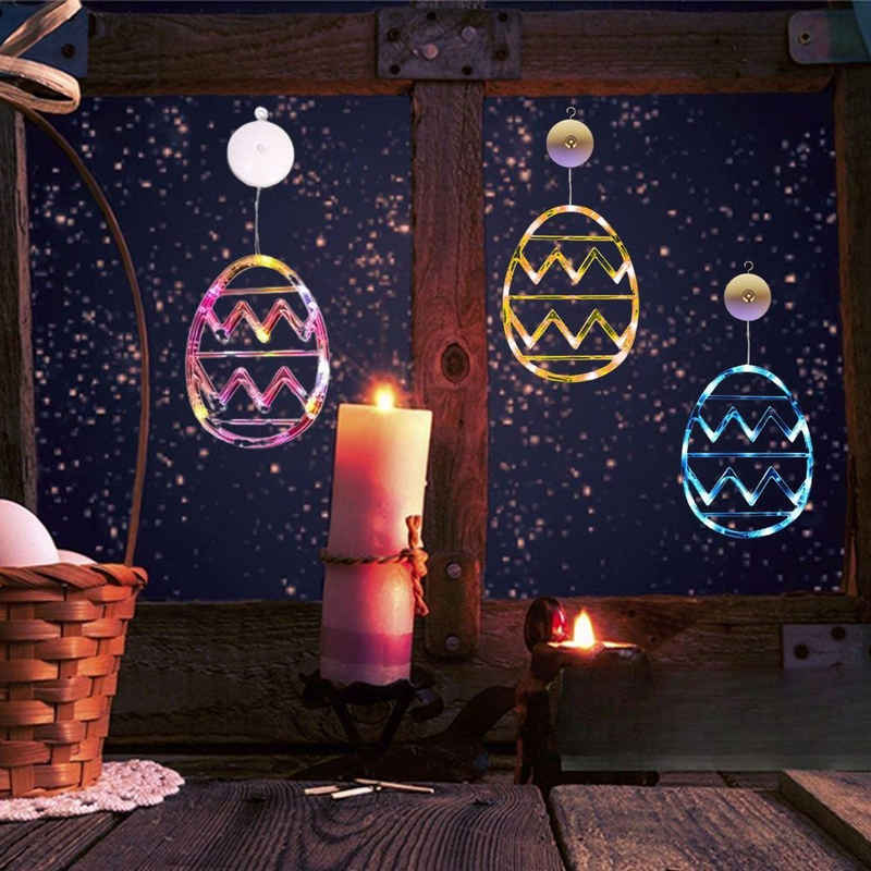 JOYOLEDER Beleuchtetes Fensterbild LED Fenster Licht Ostern Deko Lichterkette, Ostereier zum Aufhängen Lichterkette, Osterdeko Für Innen