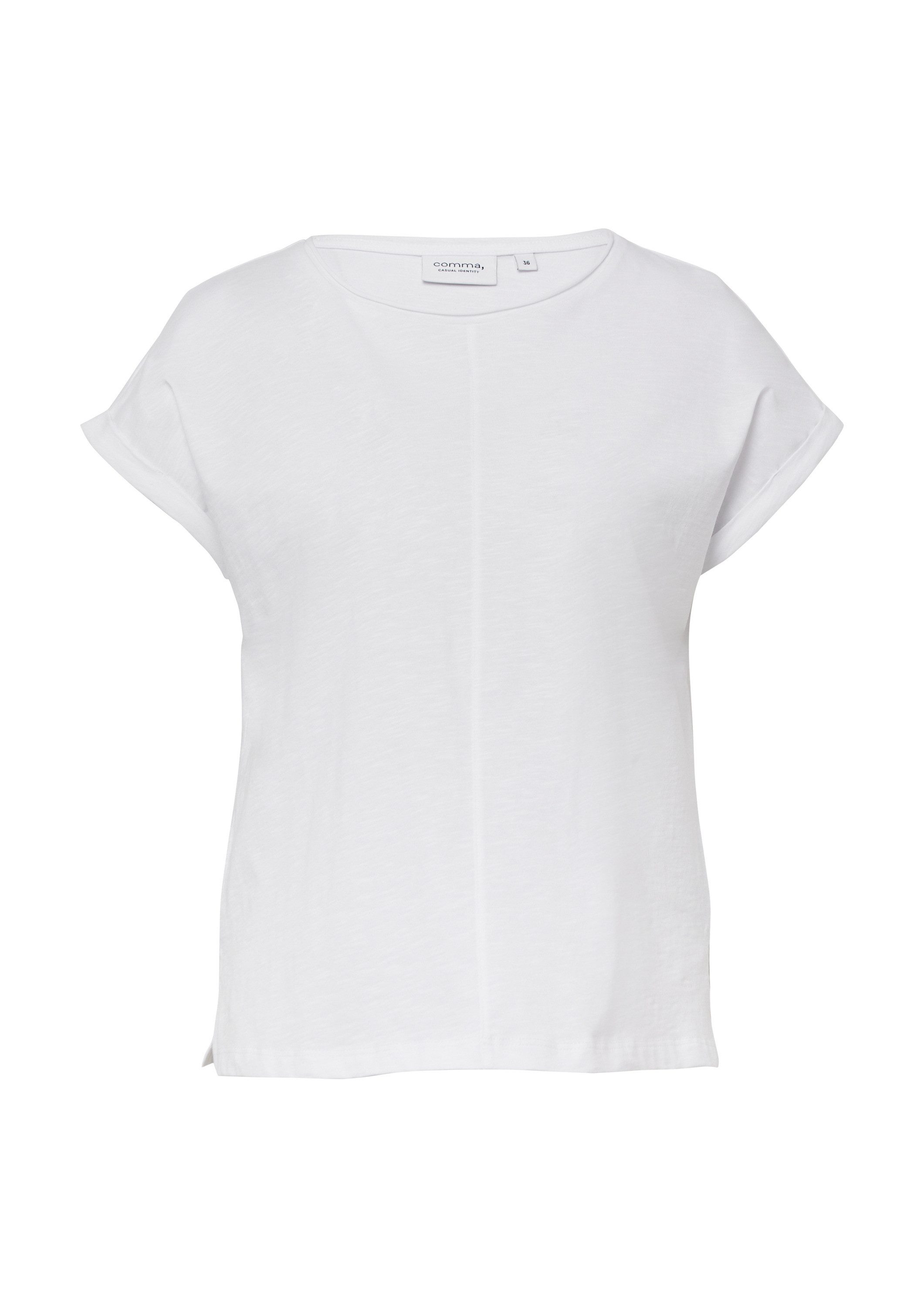 comma Kurzarmshirt T-Shirt Jersey-T-Shirt mit fixiertem Ärmelumschlag günstig online kaufen