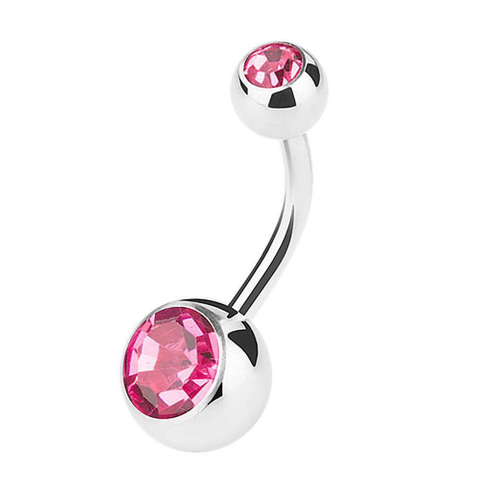 Taffstyle Bauchnabelpiercing Banane Piercing Bauchpiercing Stecker Gebogen Doppel Kristall, Piercing Banane Chirurgenstahl Stecker Gebogen Doppel Kristall Kugel