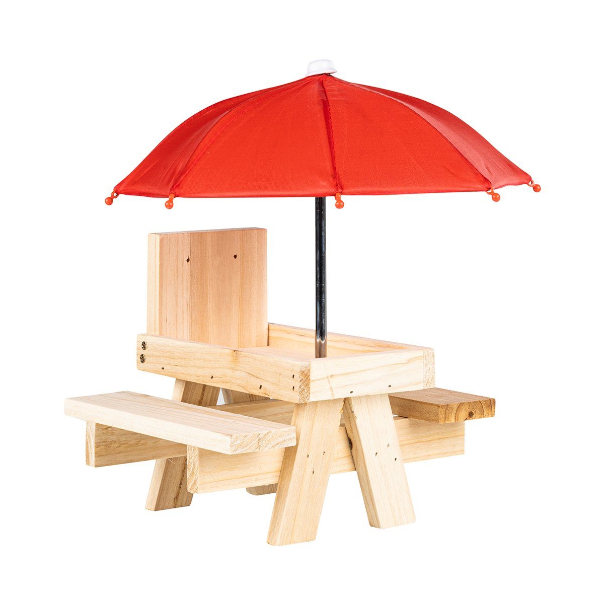 colourliving Futterhaus Eichhörnchen Futterhaus Eichhörnchen Futterstation Futterhäuschen, mit Schirm, einfache Montage, witzige Gartendekoration