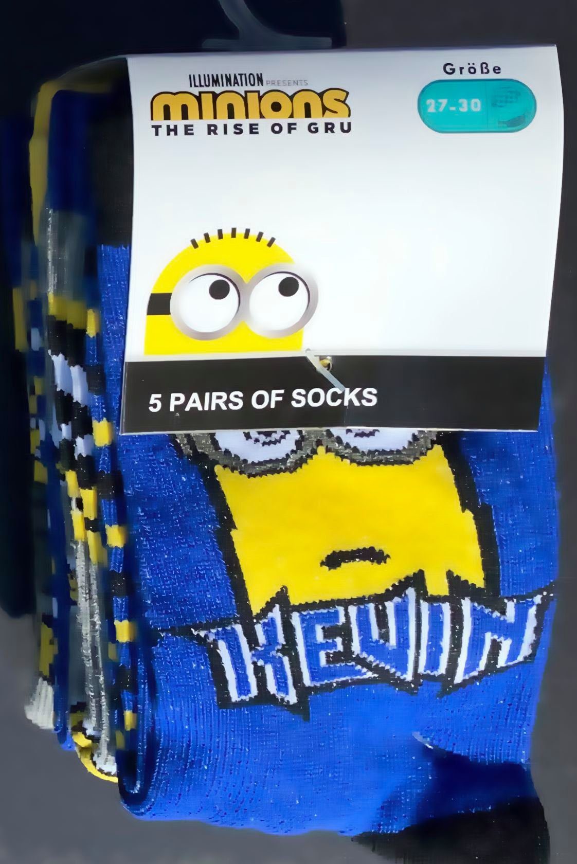 Minions Feinsocken 5x Minions Kindersocken Feinstrümpfe Jungen + Mädchen Bekleidung Set 5 paar Socken Kniestrümpfe Gr.27/30 31/34 35/38