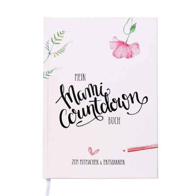 melovely Tagebuch Mami-Countdown-Buch, Mitmachbuch zum Rätseln, Ausmalen & Journaling, Rezepte, Checklisten