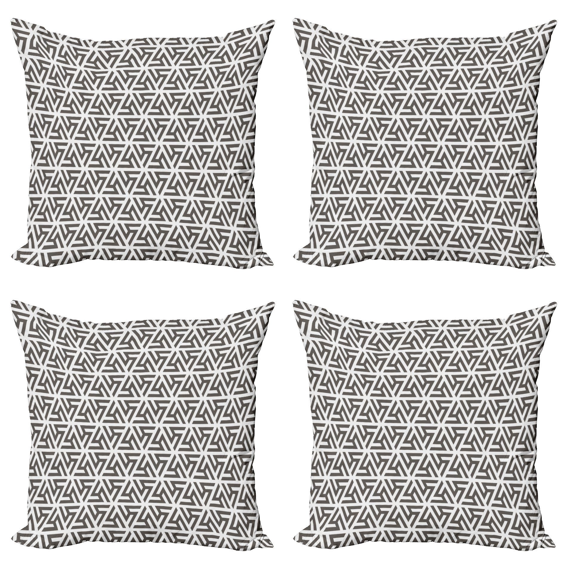 Kissenbezüge Weiß Accent Abakuhaus Modern Triangle (4 Stück), Geometric Modern Digitaldruck, Doppelseitiger
