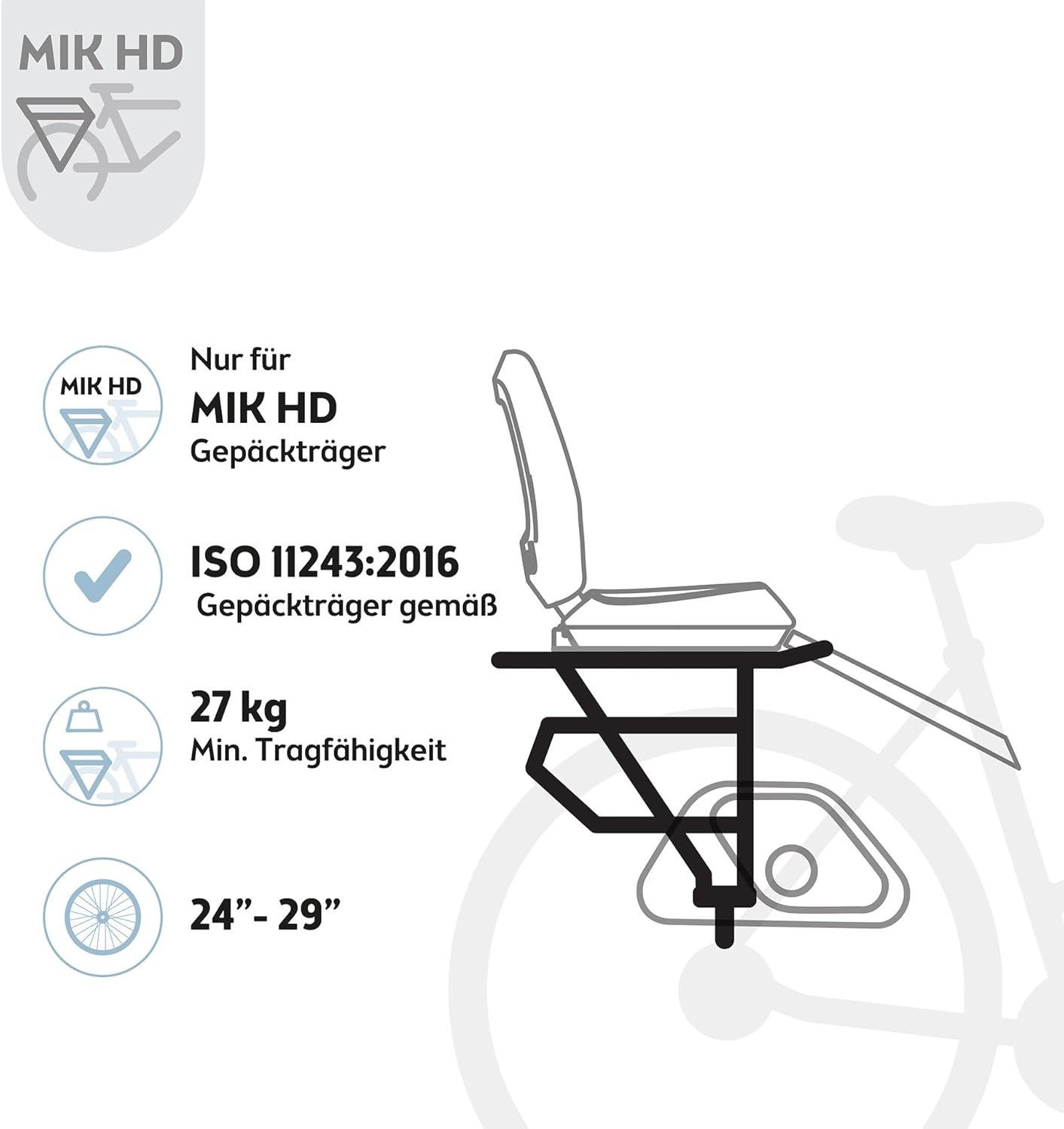 Bobike Fahrradkindersitz für Hinten, One Junior, für MIK HD Gepäckträgerbefestigung