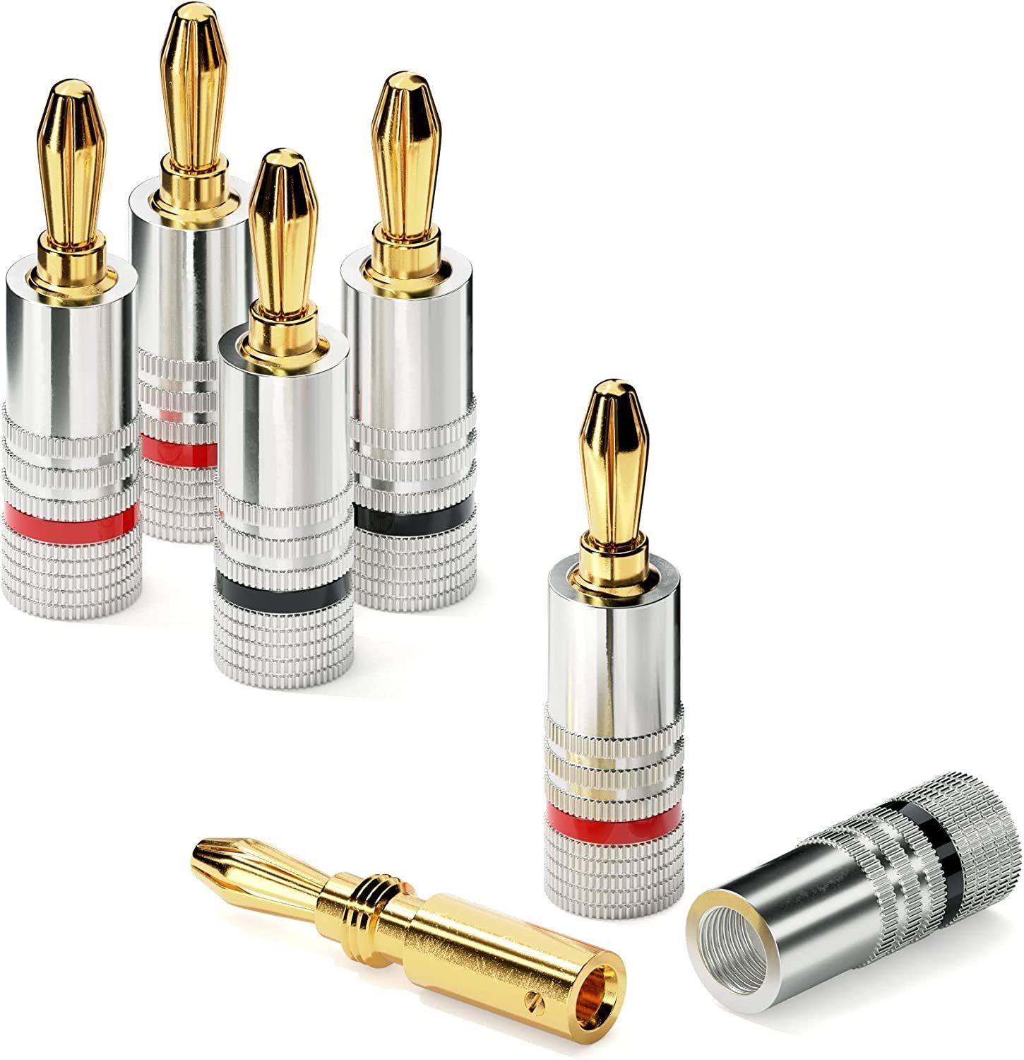 conecto conecto Bananenstecker 4er-Set Professionell, für alle Lautsprecherkab Audio-Kabel