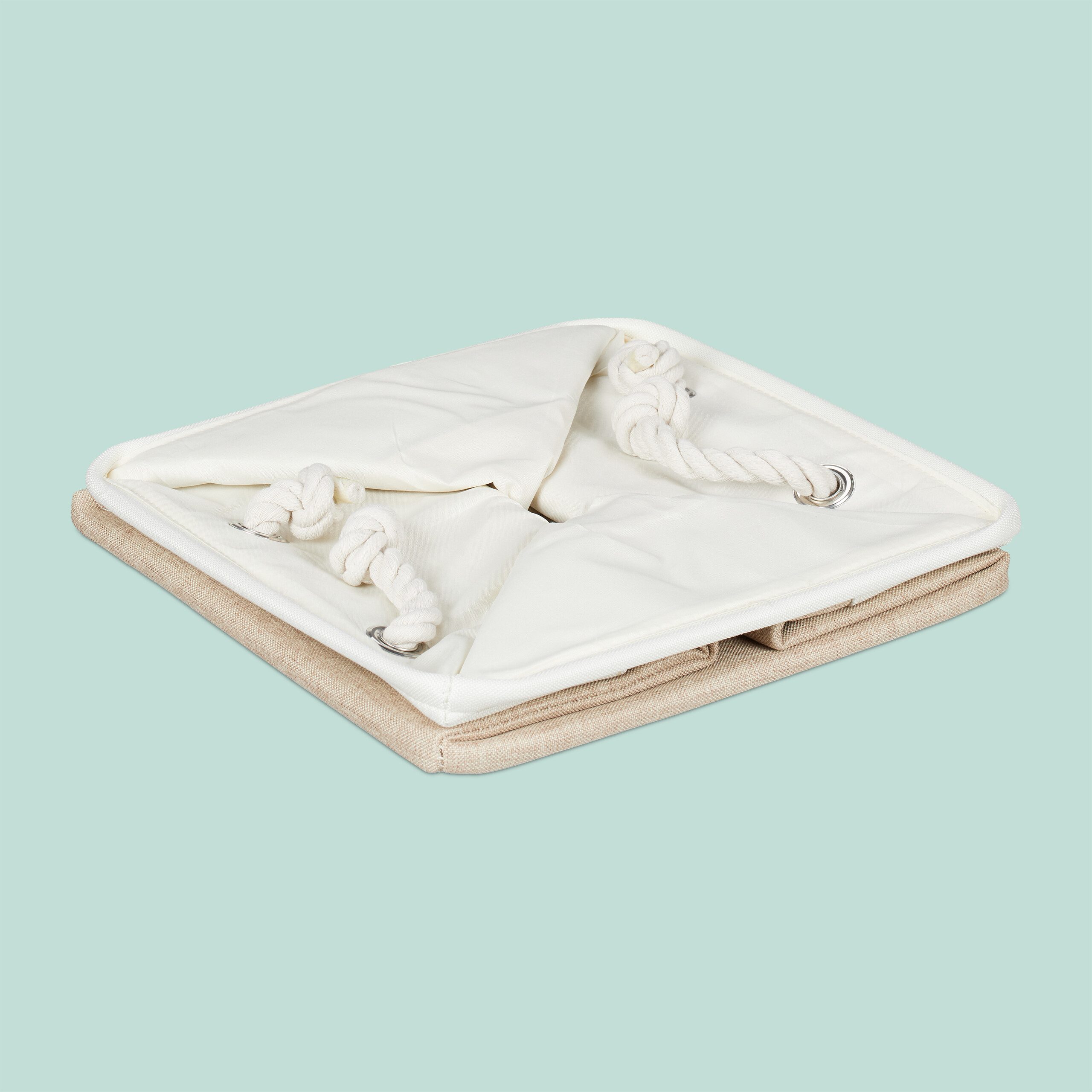 relaxdays Regalkorb Aufbewahrungskorb Leinen im 4er Set (4 St), Beige, 28 x 28 x 28 cm – Bild 5 von 5