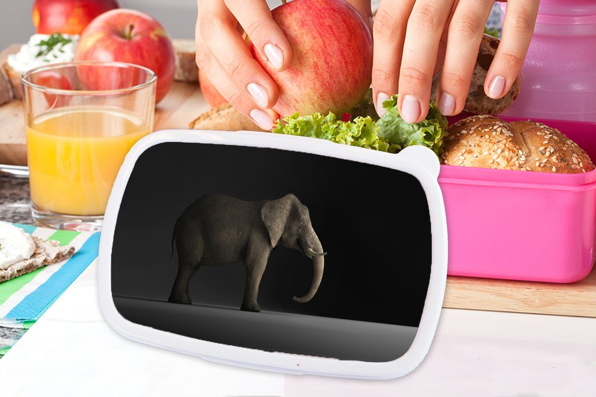 MuchoWow - rosa - (2-tlg), für Elefant Lunchbox Snackbox, Kinder, Kunststoff, Tiere Brotdose Brotbox Mädchen, Erwachsene, Kunststoff Licht,