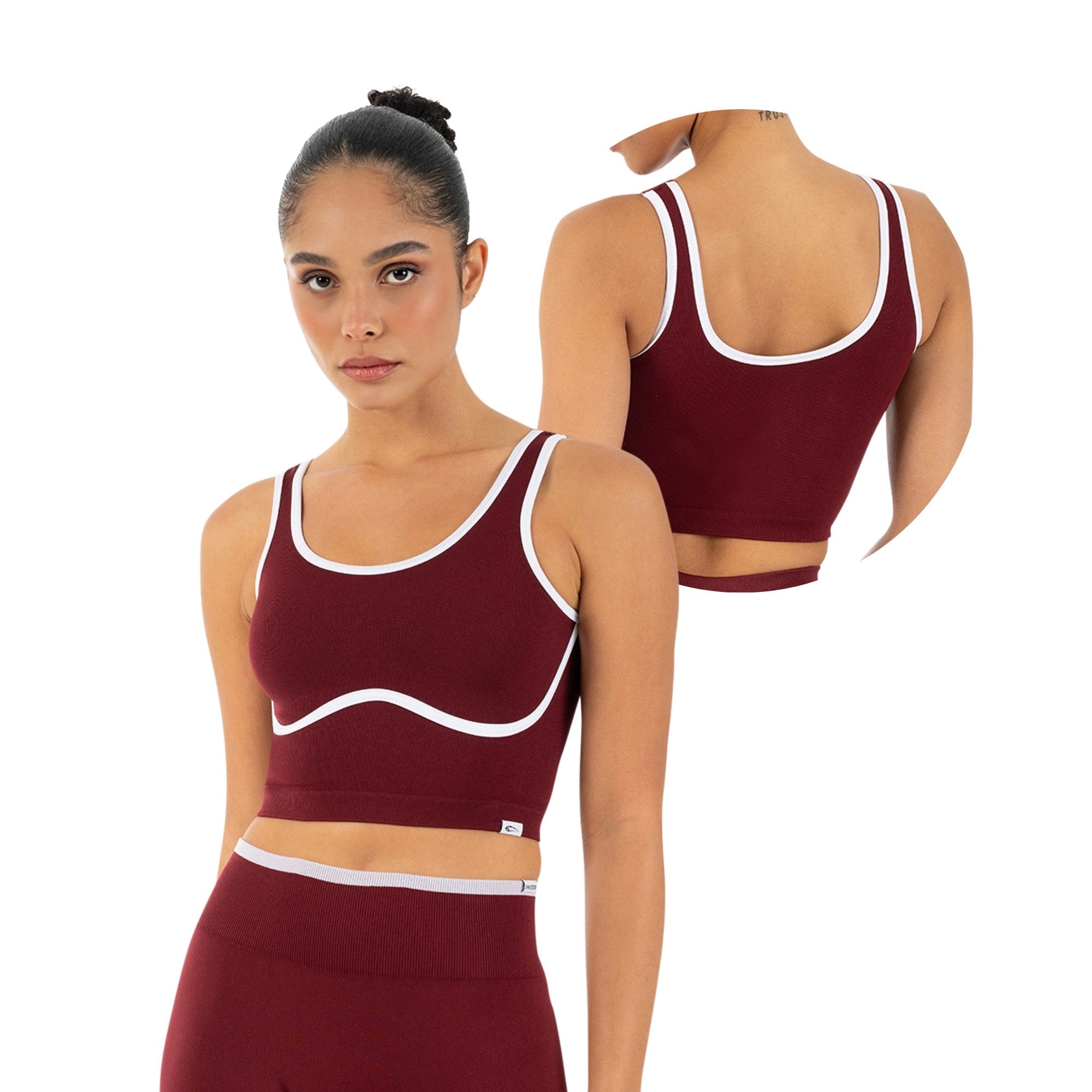 Smilodox Sport-BH Calen, Bustier Damen, Shaped Fit, Fitness Bra, Gym & Freizeit Kontrastdetails, Rippbund, Shaped Fit, weiches Strickmaterial