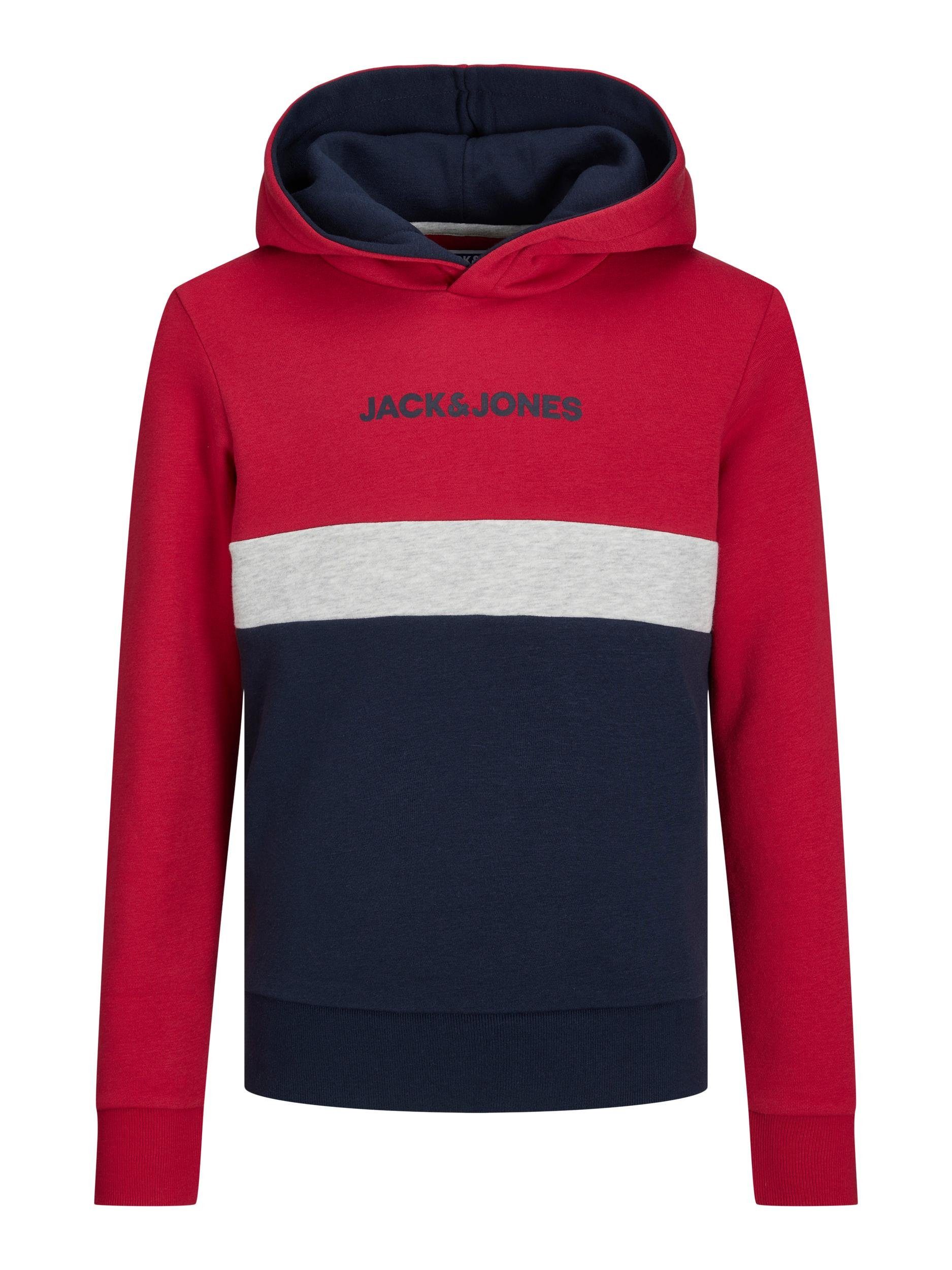 Jack & SN Jones BLOCKING Junior Hoodie HOOD JJEREID Red SWEAT JNR Tango