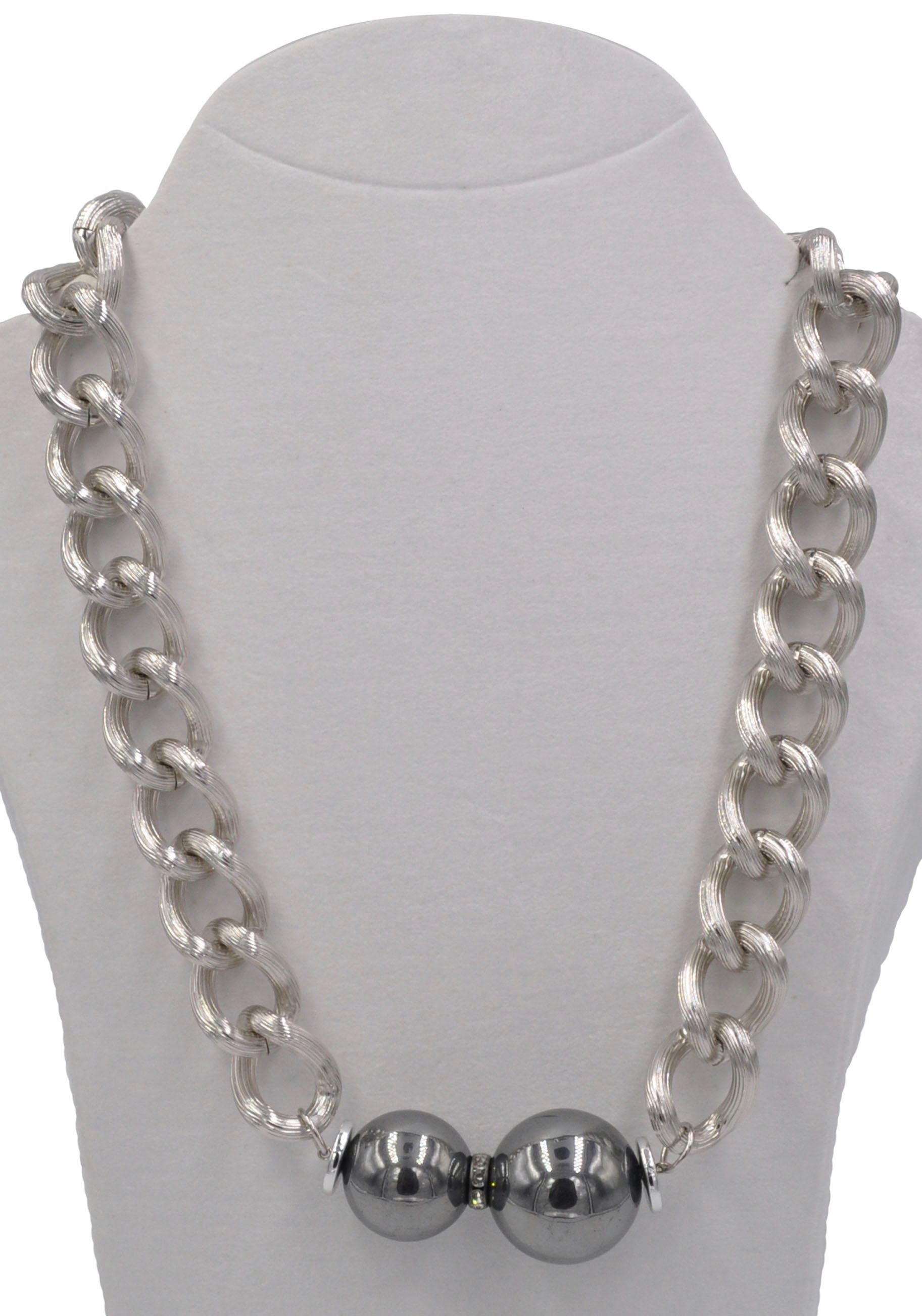 metallfarbengrau Chunky Kunststoffperle mit Firetti Germany Made in - Collier Pearl,