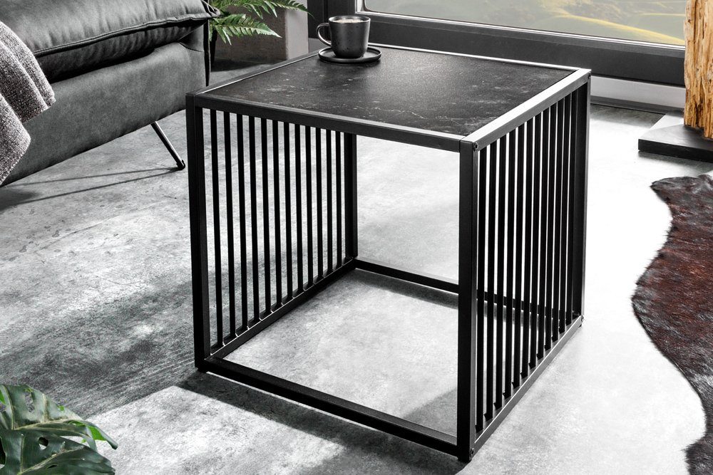 riess-ambiente Beistelltisch ARCHITECTURE 40cm graphit / schwarz (Einzelartikel, 1-St), Wohnzimmer · Marmor-Optik · Metall · Industrial Design