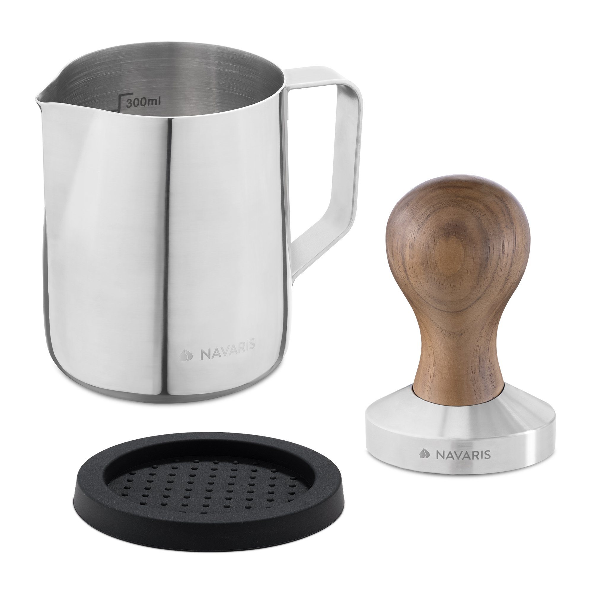 Navaris Druckbrüh-Kaffeemaschine Espresso 51mm Stampfer - für aus Stempel Tamper Edelstahl Kaffee