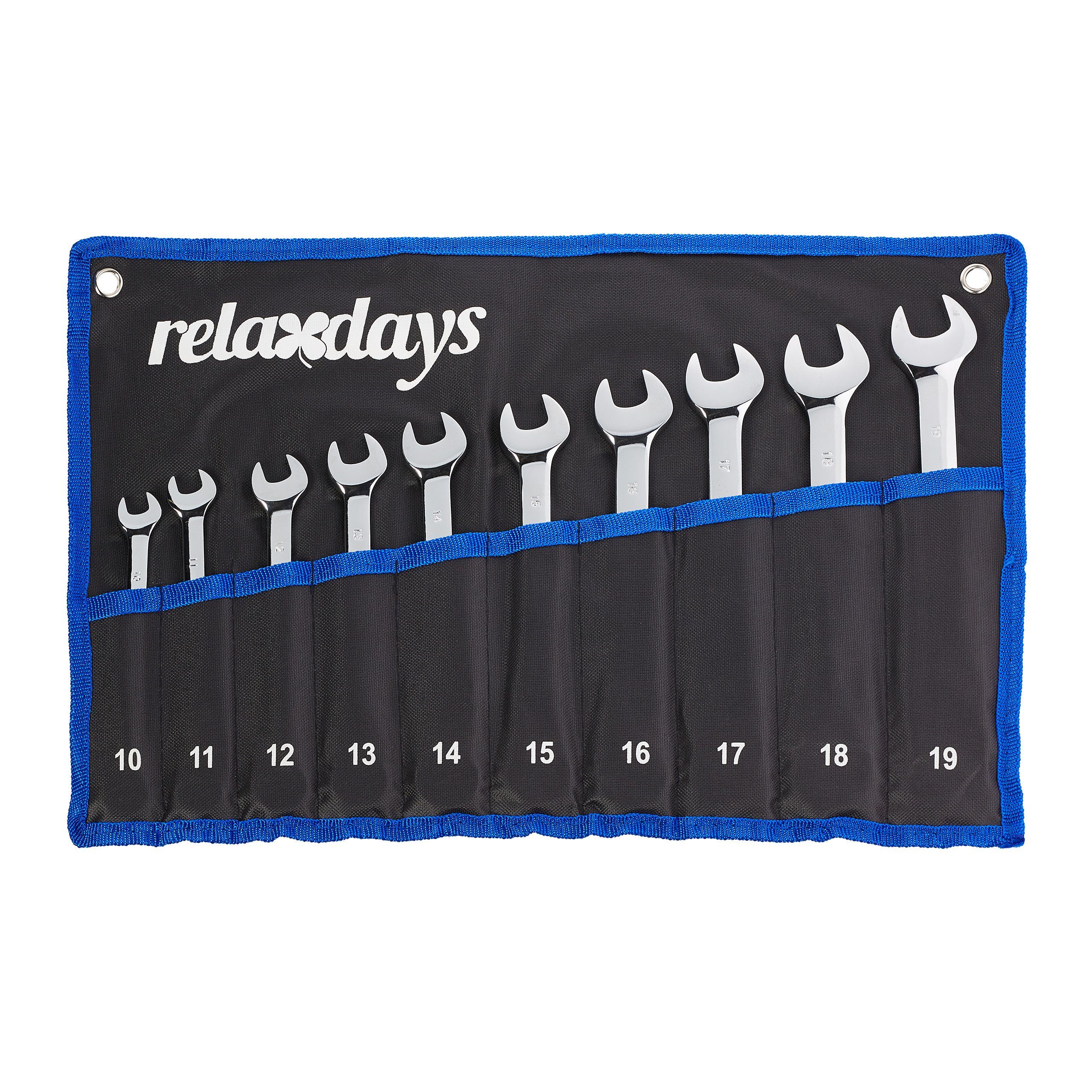 relaxdays Schraubenschlüssel 10-tlg. Maulschlüssel Flexibles Set
