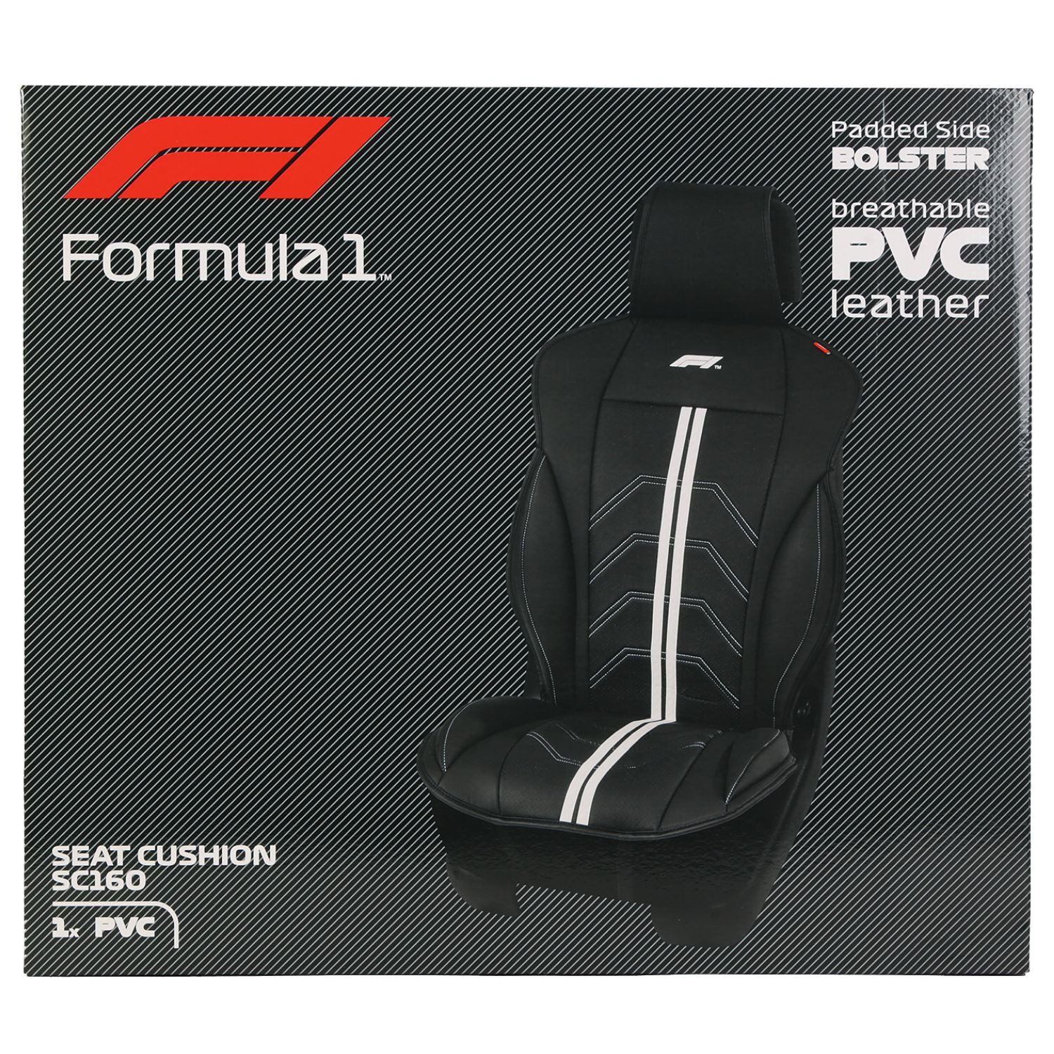Formula 1 Car Seat Cover F1 Car Seat Cushion Seat Cover SC160 Black/White, 1-piece, Single Seat Cover, Protective Cover Seat Mat Car Seat Front Driver Seat Pad Seat Cover