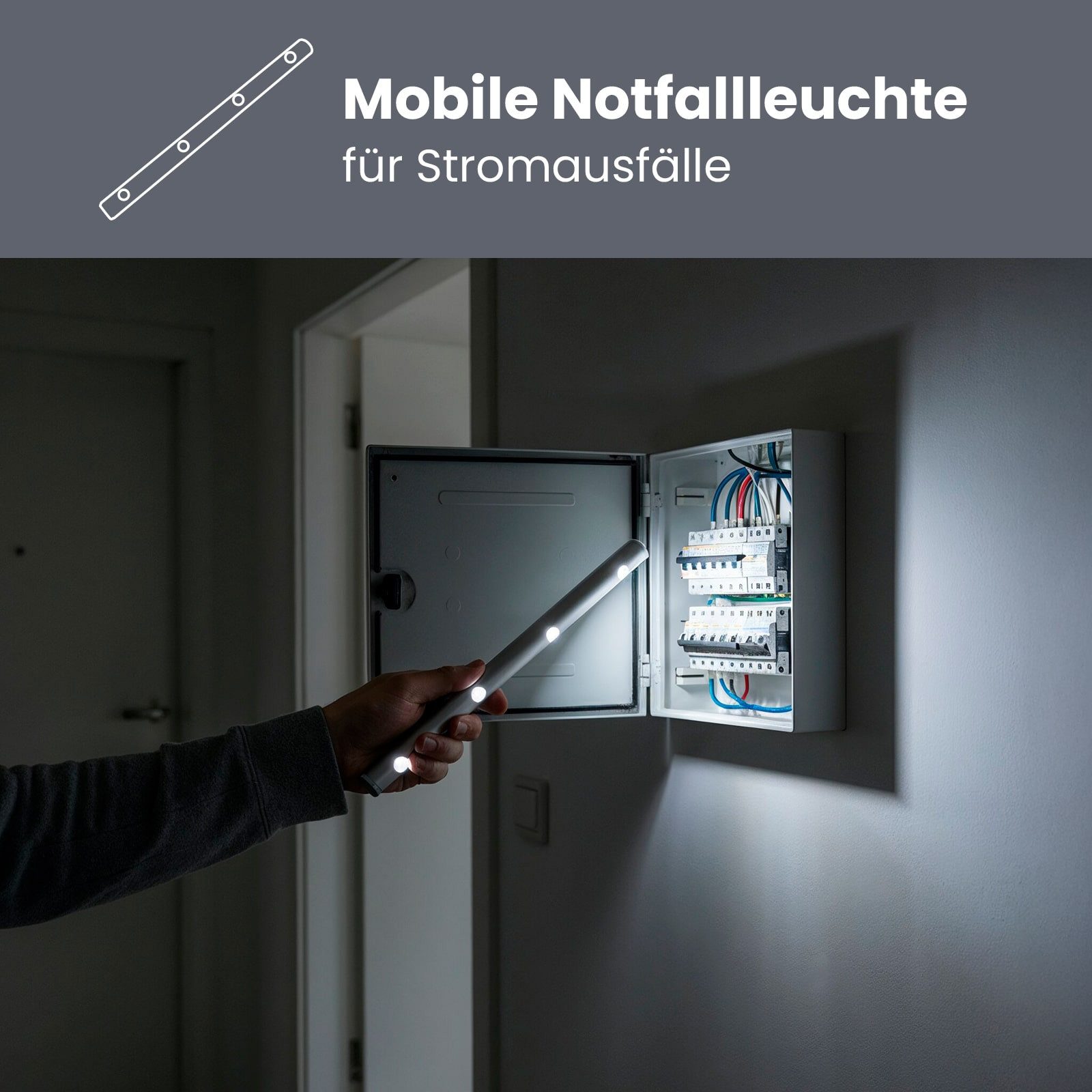 EAXUS LED Unterbauleuchte Schrankleuchte Batterie Klebe Lichtleiste - Stablicht, LED fest integriert, Unterbaulampe