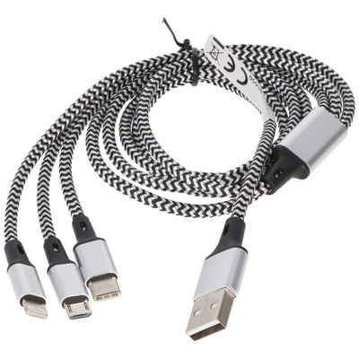 HEITECH Arbeitshandschuh-Set Universal Ladekabel 3in1 für Apple, USB-C, Micro-USB robust mit TPE-U