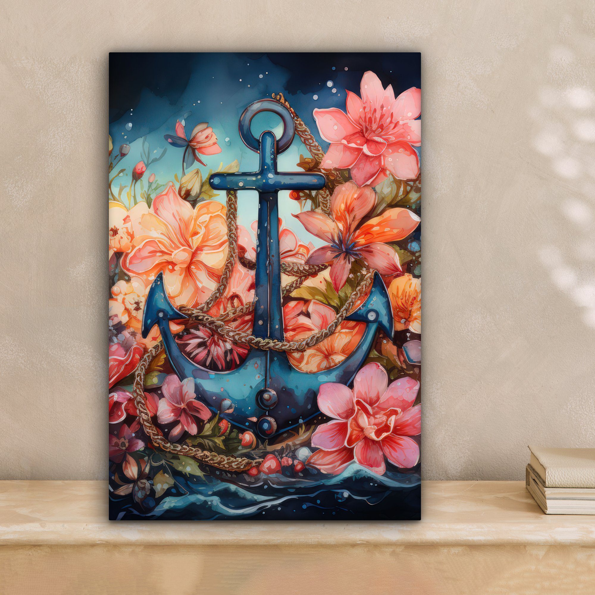 OneMillionCanvasses® Leinwandbild Anker - Blumen - günstig online kaufen