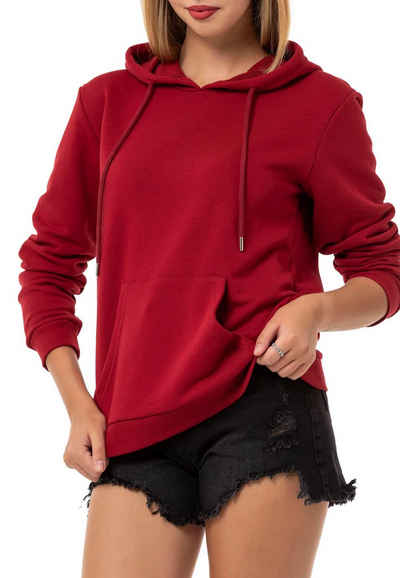 RedBridge Kapuzensweatshirt Red Bridge Damen Kapuzenpullover Hoodie Premium Basic Bordeaux-3XL hochwertiger Baumwollmix