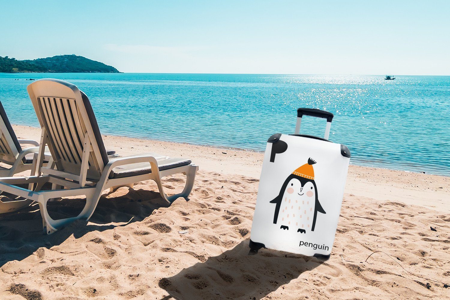 MuchoWow 4 Reisekoffer für mit des Handgepäck Buchstaben Reisetasche Trolley, "Pinguin" der Kinderillustration Alphabets Rollen, Ferien, mit, Handgepäckkoffer rollen,