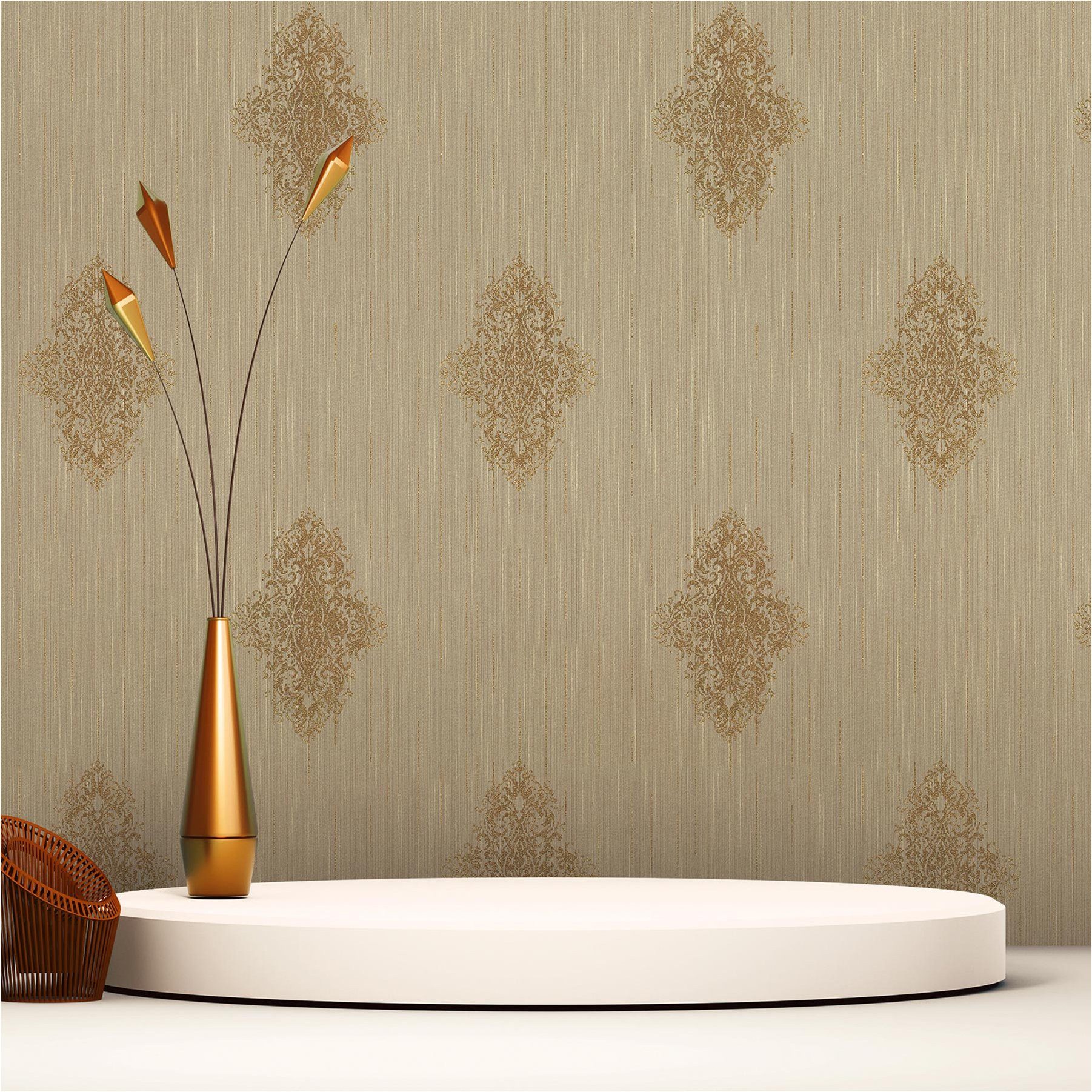 Vliestapete Tapete Barock Gioele M1-No.2263, Vliestapete, Beige, Bronze, Ornam