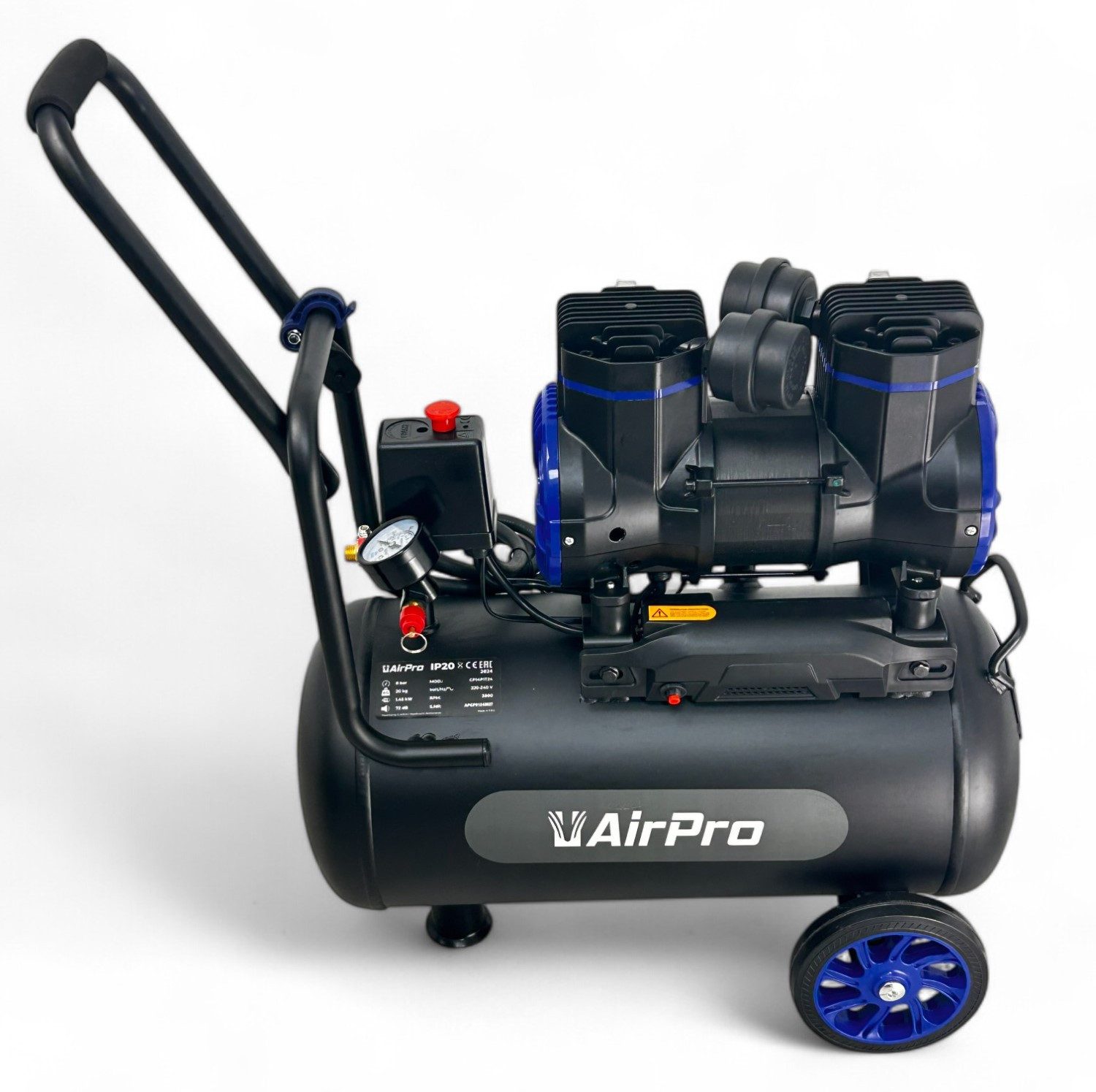 Kompressor Luftkompressor 2 PS – Geräuscharmer, Ölfreier Kompressor mit 24L Tank