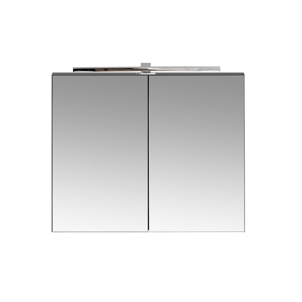 Lomadox Spiegelschrank PUEBLA-56-BLACK 80cm, LED-Beleuchtung, matt schwarz