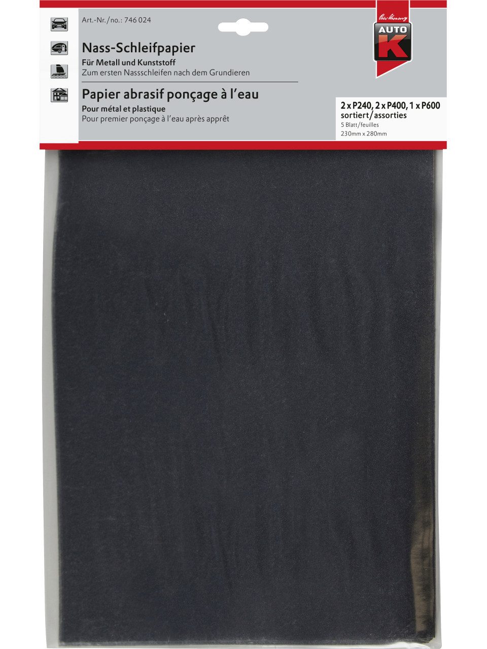Auto-K Schleifpapier Auto-K Nass-Schleifpapier-Set 5 teilig