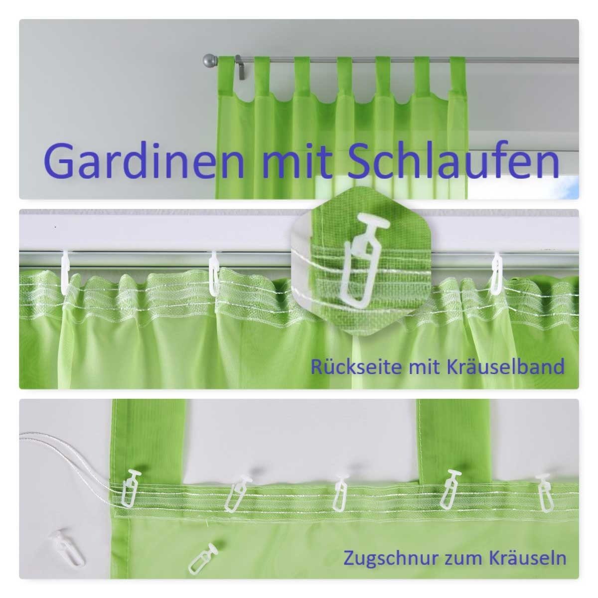 Gardine, Gardinenbox, Schlaufe (2 St), Hellblau verschiedene 61000CN Set Bleibandabschluss transparent, Transparent Vorhang Voile Höhen