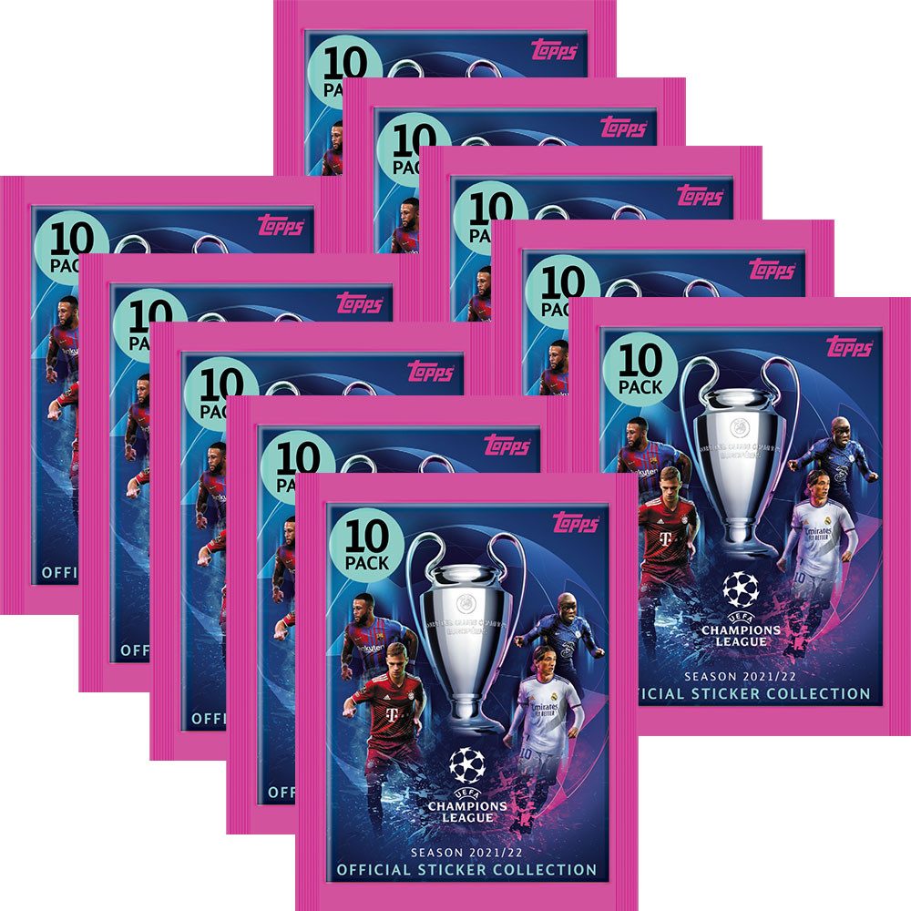 Topps Sammelkarte TOPPS - Champions League 2021/22 Sticker - 10 Tüten