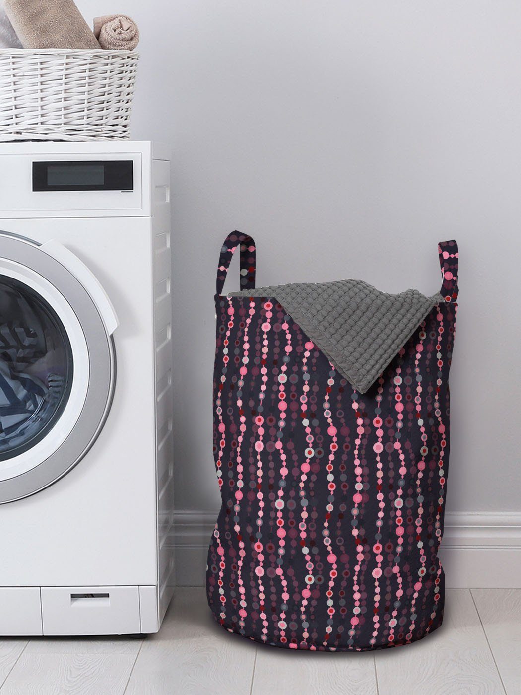 Abakuhaus Wäschesäckchen Wäschekorb mit Griffen tonte Geometrisch Pastell Waschsalons, für Kordelzugverschluss Kreise
