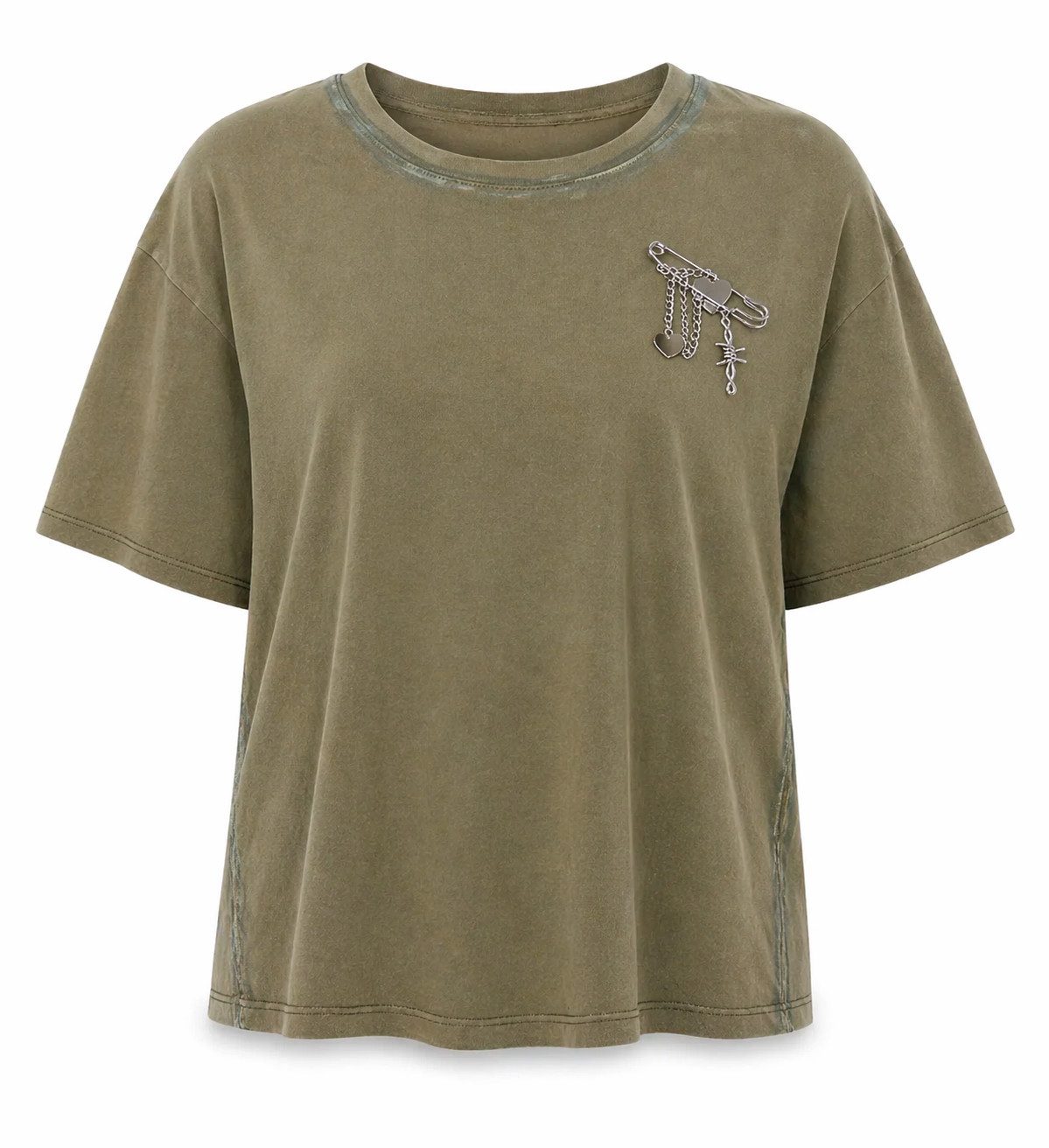 Kurzarmshirt Tissalia Foil Damen T-Shirt - Oversized Shirt - T-Shirt Damen grün