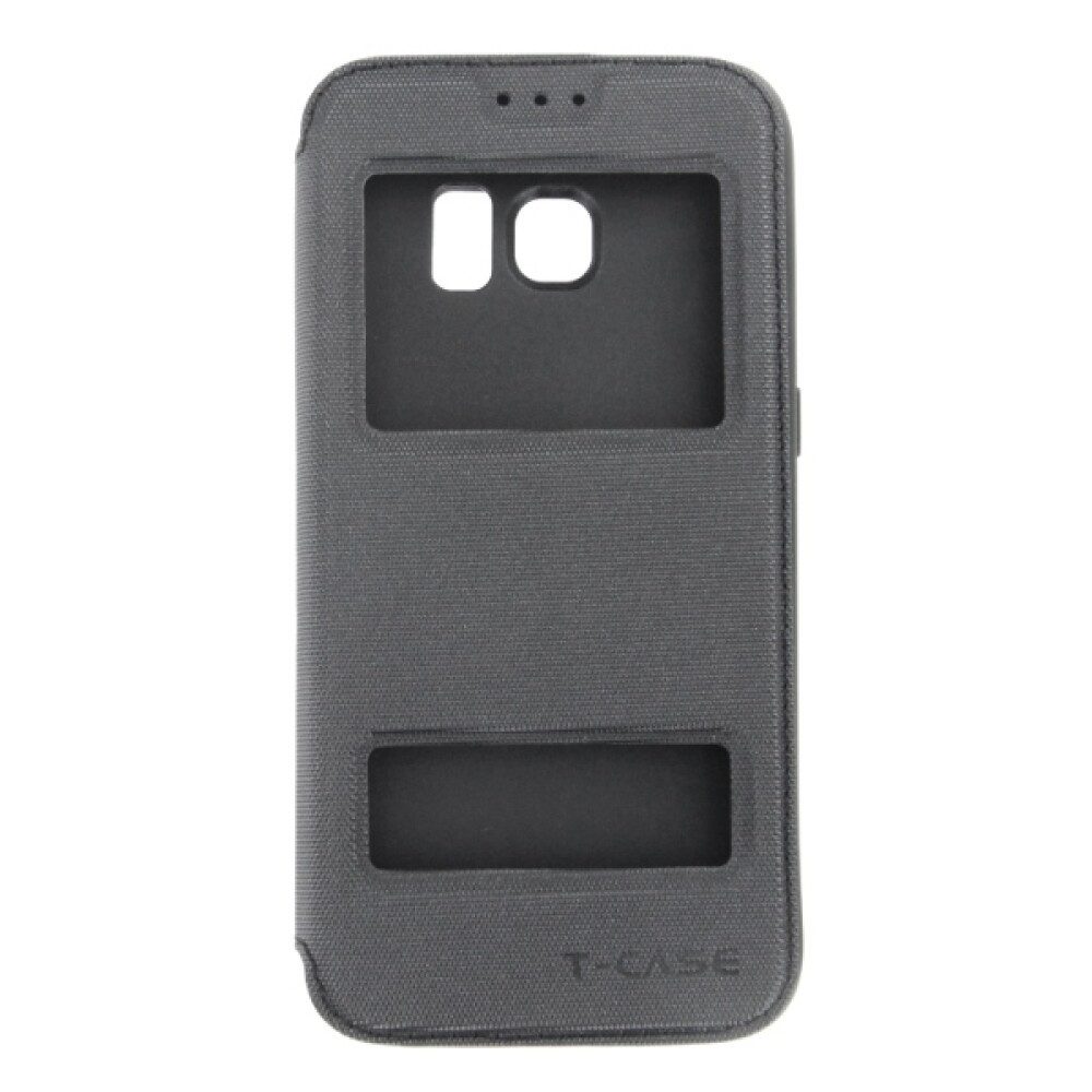 Handytasche Flip Case Handyhülle für Samsung Galaxy S7 Schwarz Schutz Tasche (Flip Cover)