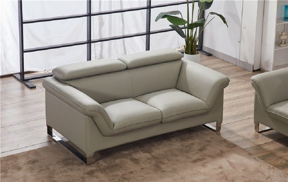 JVmoebel Sofa Ledersofa Sofa Couchen Sitzer Set Sofa Polster Couch 3tlg Sessel, Made in Europe Beige