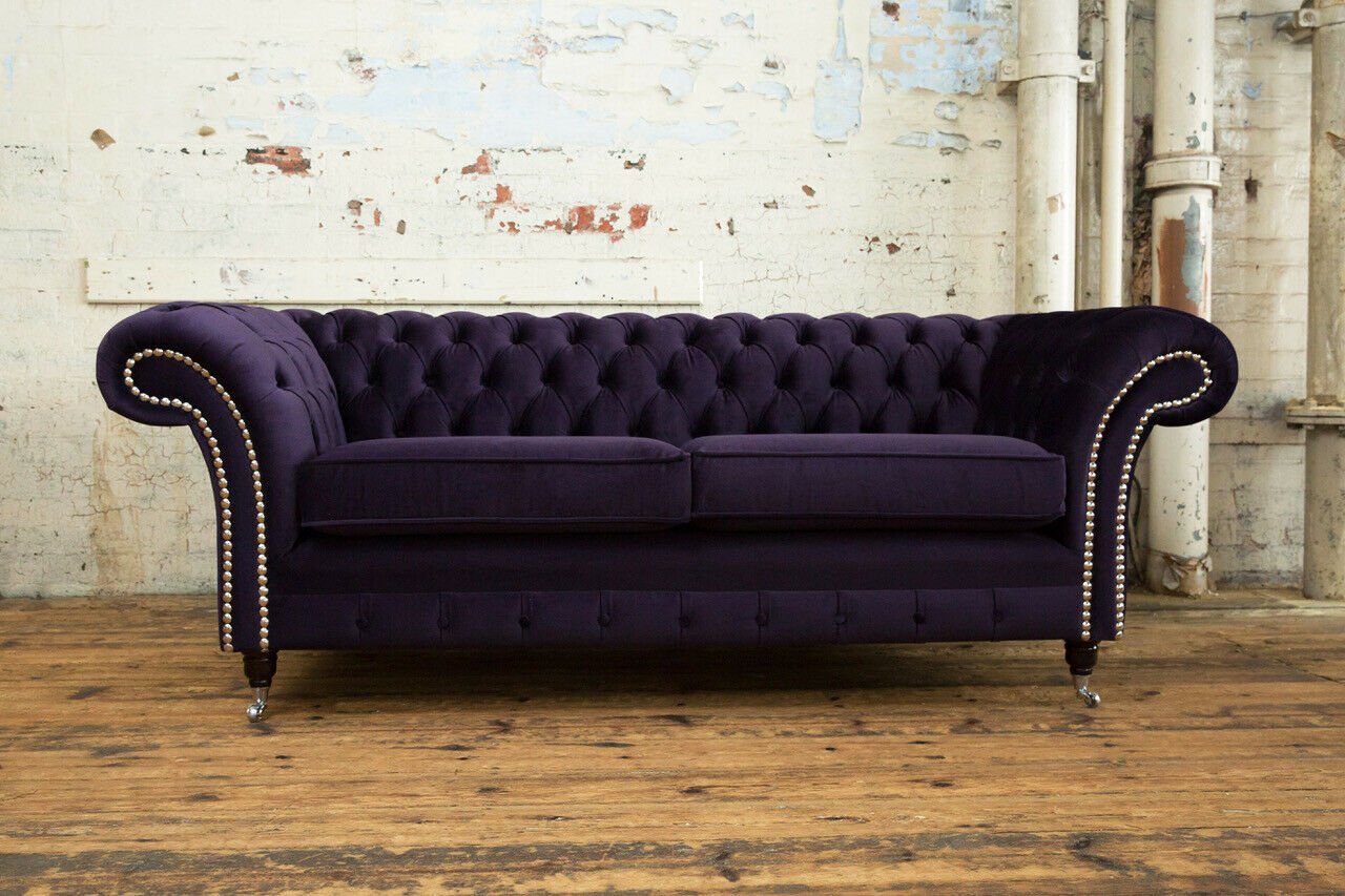 3 cm Design Couch Sofa JVmoebel Chesterfield Sitzer 225 Chesterfield-Sofa,