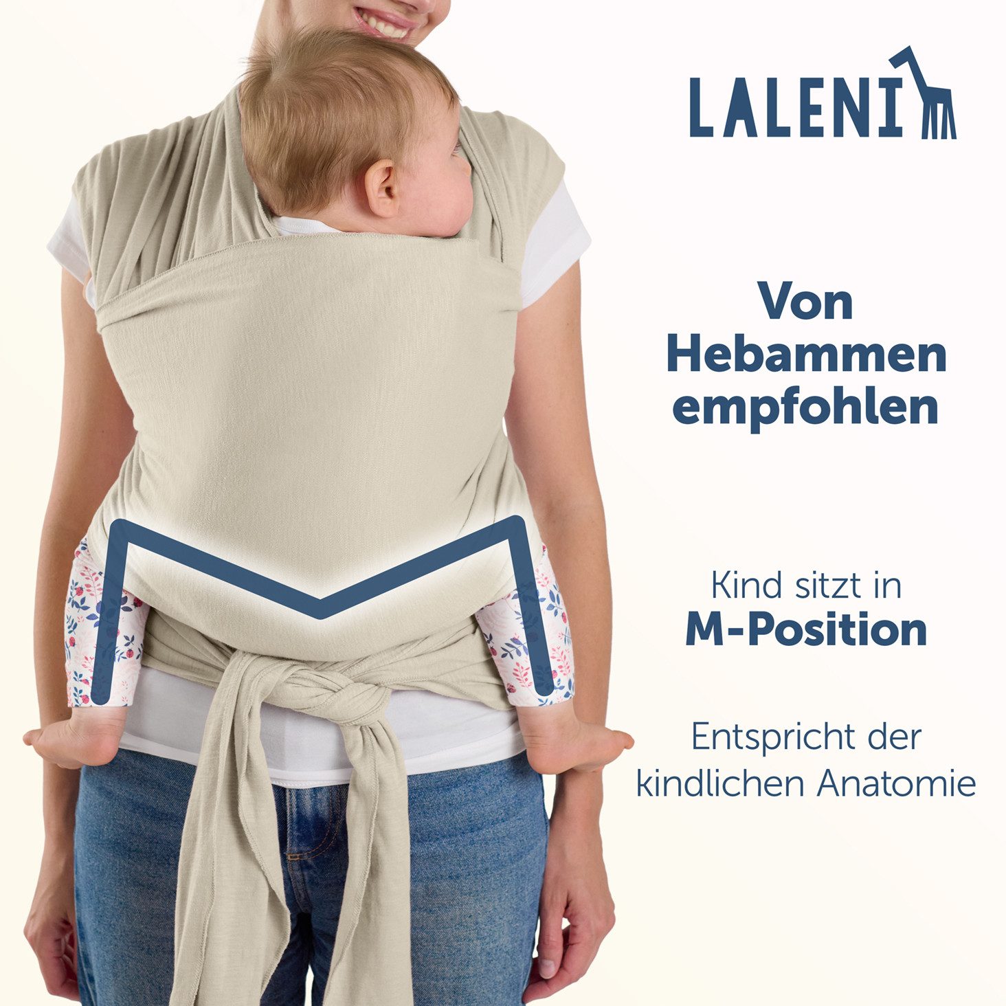 Laleni Tragetuch für Neugeborene bis 15kg - 100% weiche Baumwolle, Babytragetuch aus Baumwolle, OEKO-TEX Zertifiziert, ab Geburt geeignet