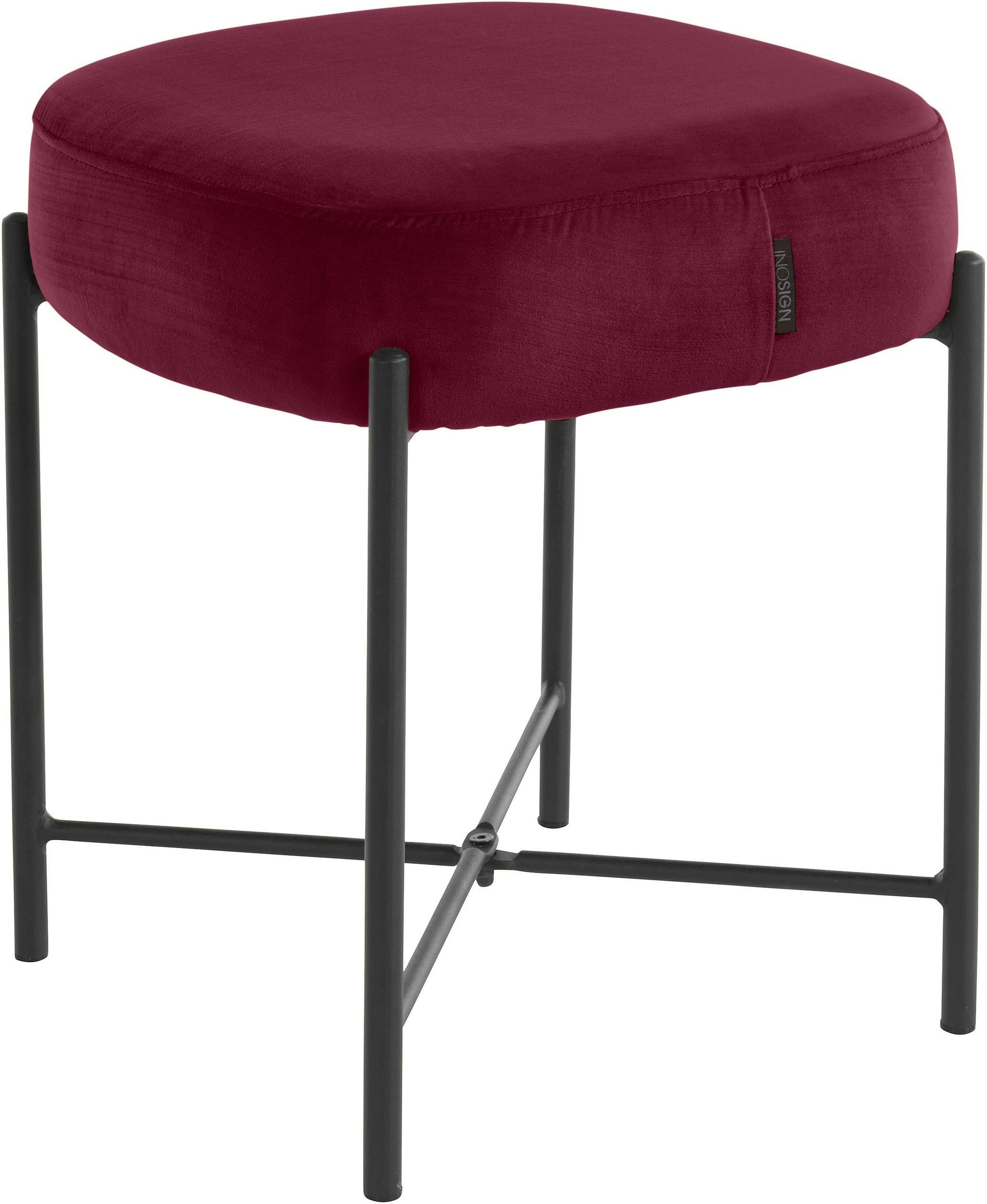 loft24 Polsterhocker Beate (1 St), Hocker rund, Samtoptik, Metallgestell