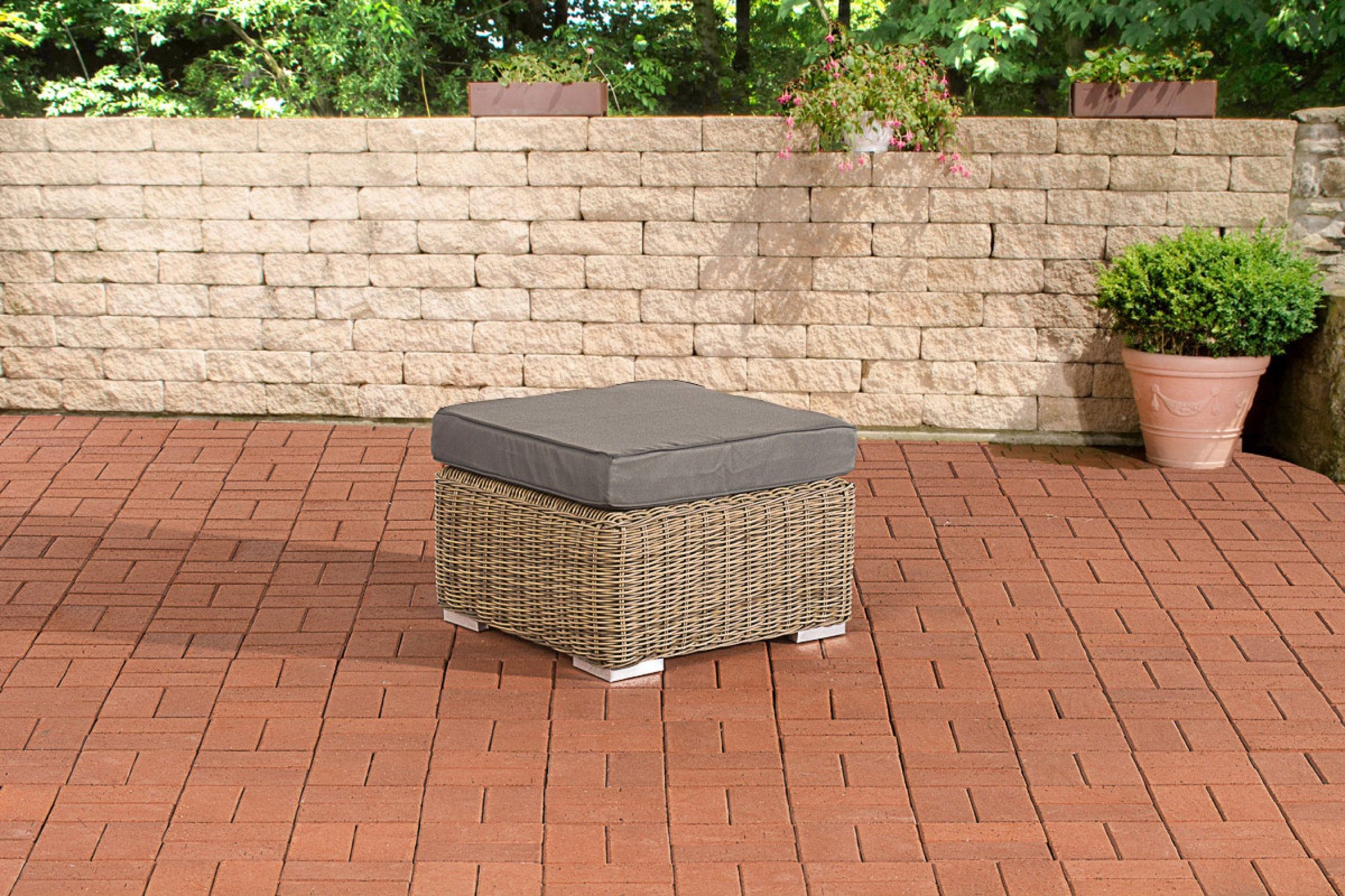 TPFGarden Fußhocker Billy (Farbe - Korpus: natura Sitzkissen: eisengrau), modernes Design