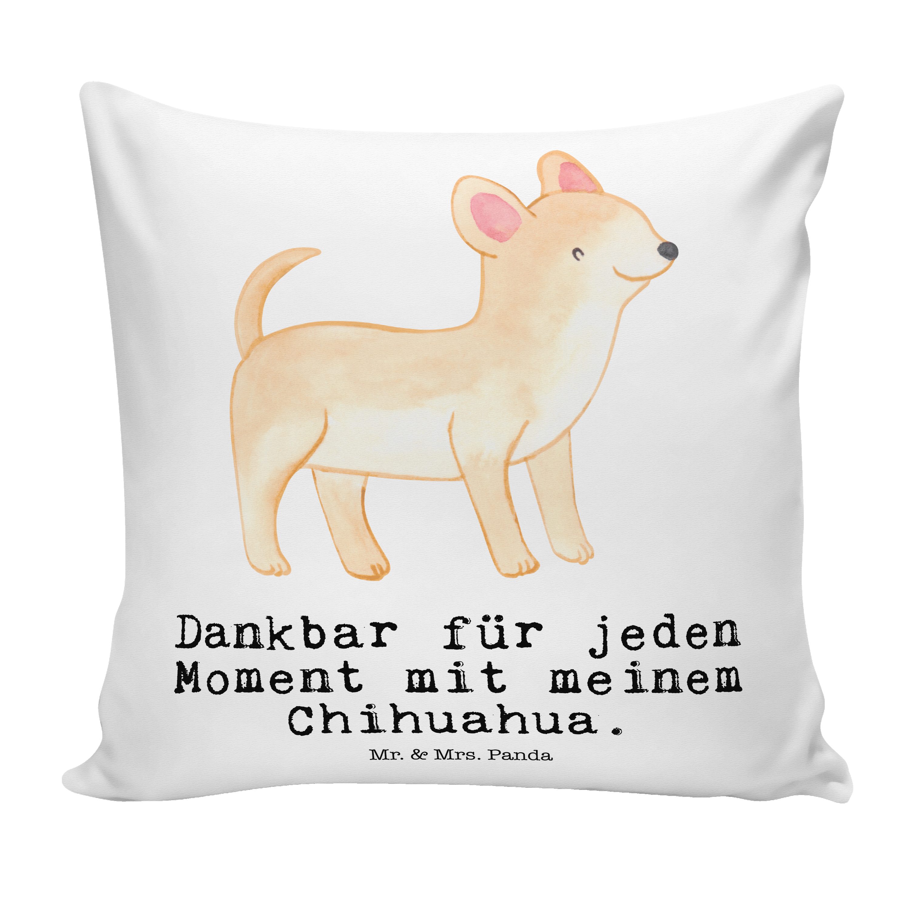 Mr. & Mrs. Panda Dekokissen Chihuahua Moment - Weiß - Geschenk, Kissenhülle, Motivkissen, Welpe