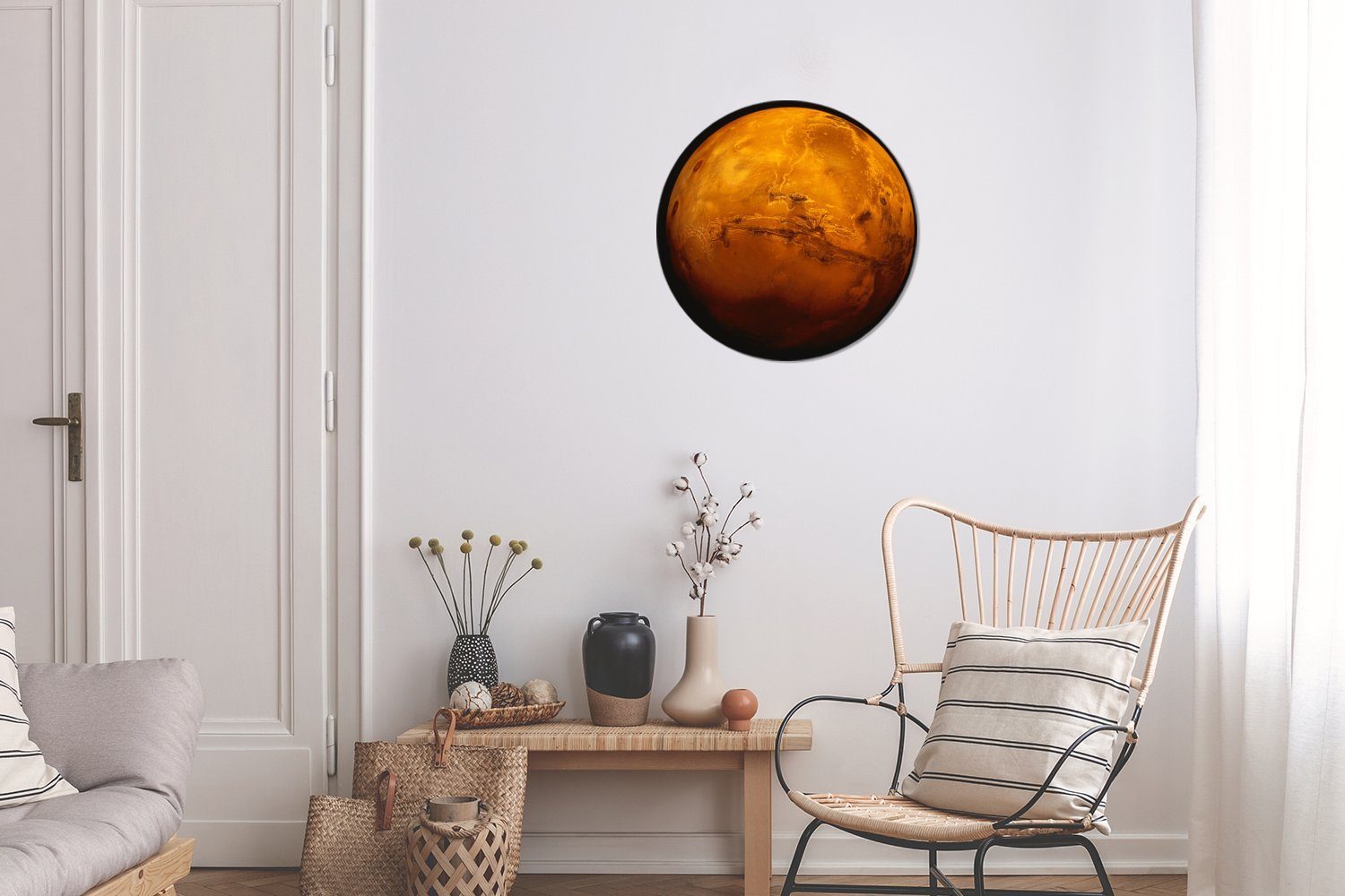 St), MuchoWow dunklen Rundes (1 Mars rote Forex, Wanddekoration Wohnzimmer, Planet Wandbild, cm Kreis Der 30x30 Gemälde an Himmel, einem