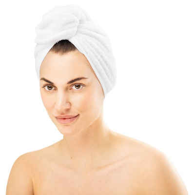 HOMELEVEL Turban-Handtuch Frottee Haarturban für lange Haare aus 100% Baumwolle in Weiß, (1-St)