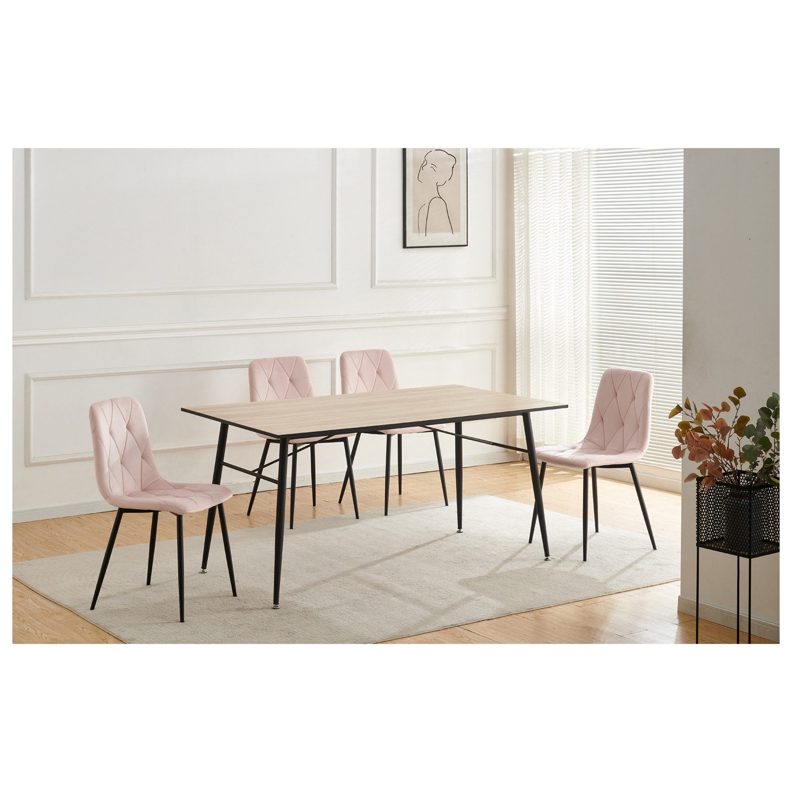 HTI-Living Esszimmerstuhl Stuhl Mesa Eco 4er-Set Velvet Rosa (Set, 4 St), Esszimmerstuhl Samt