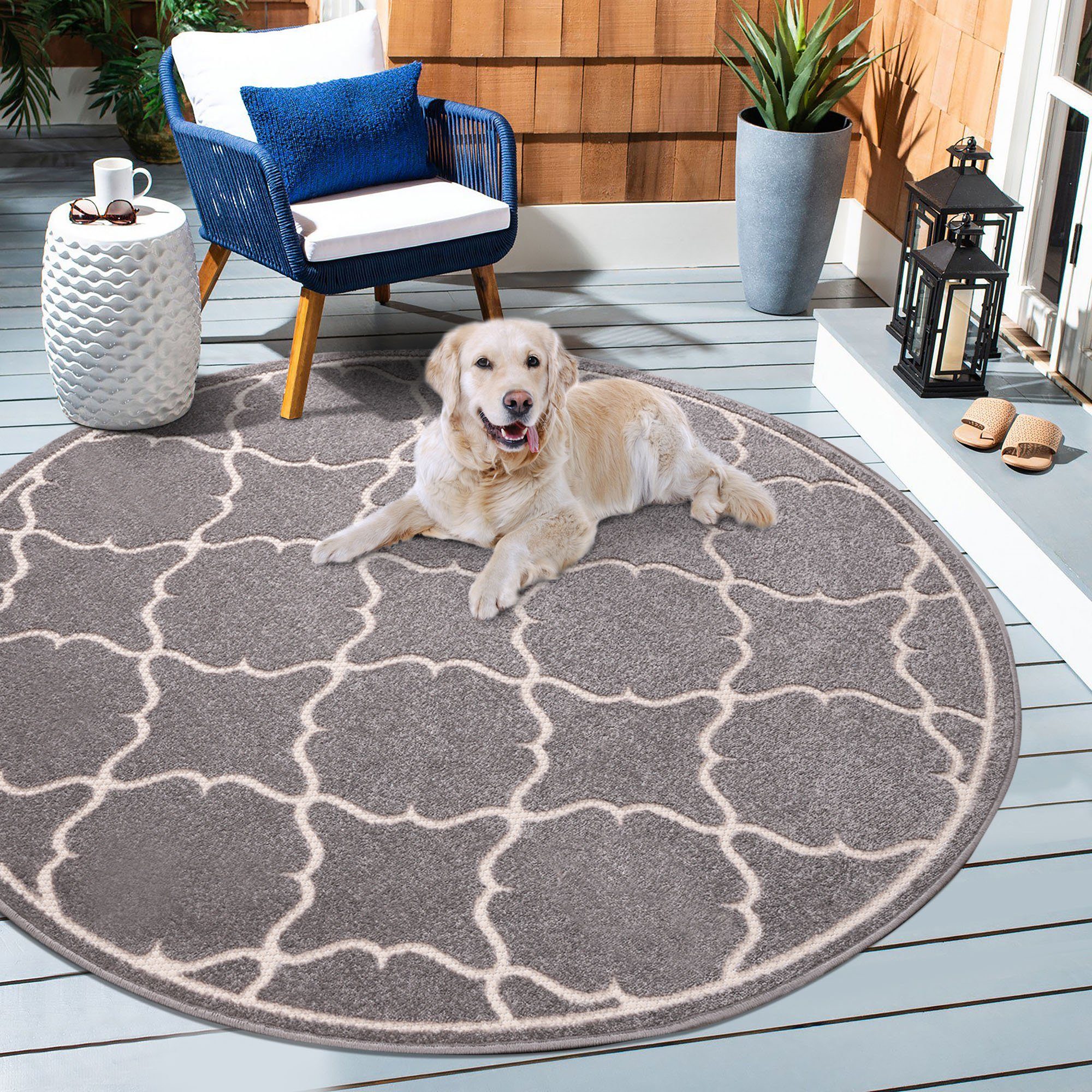 Sanat Teppich Berlin, rund, Höhe: 6 mm, In -und Outdoor geeignet, robust und pflegeleicht