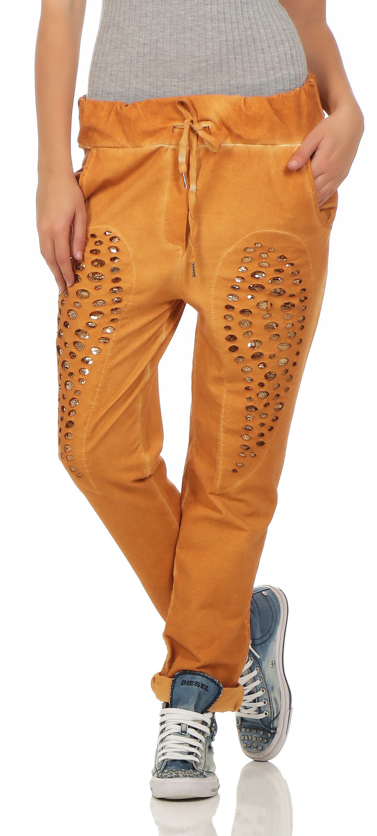 Mississhop Chinohose Trendige Jogger-Hose mit Print günstig online kaufen