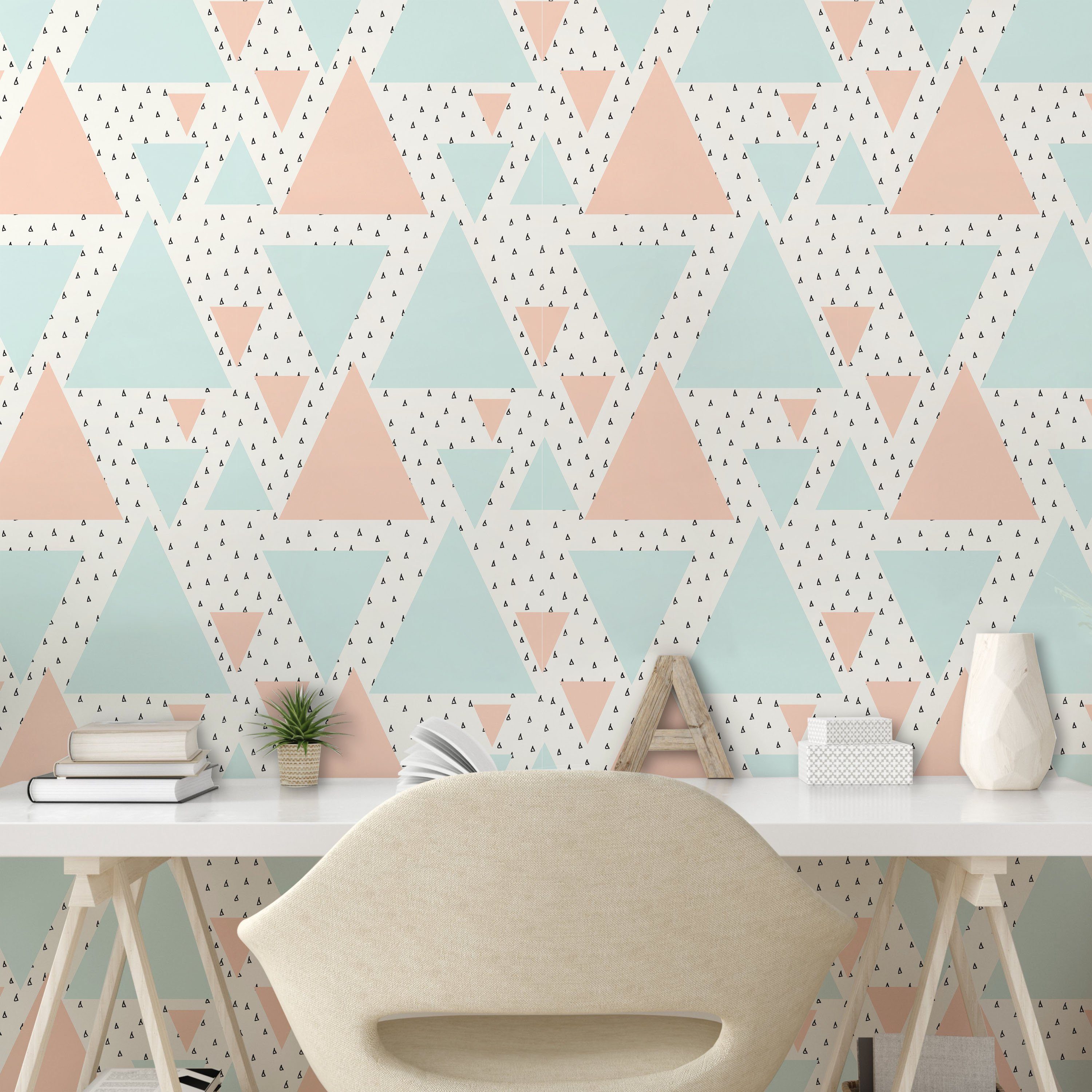 Abakuhaus Vinyltapete selbstklebendes Wohnzimmer Küchenakzent, Deco Farbe Art neutrale Forms Pastel