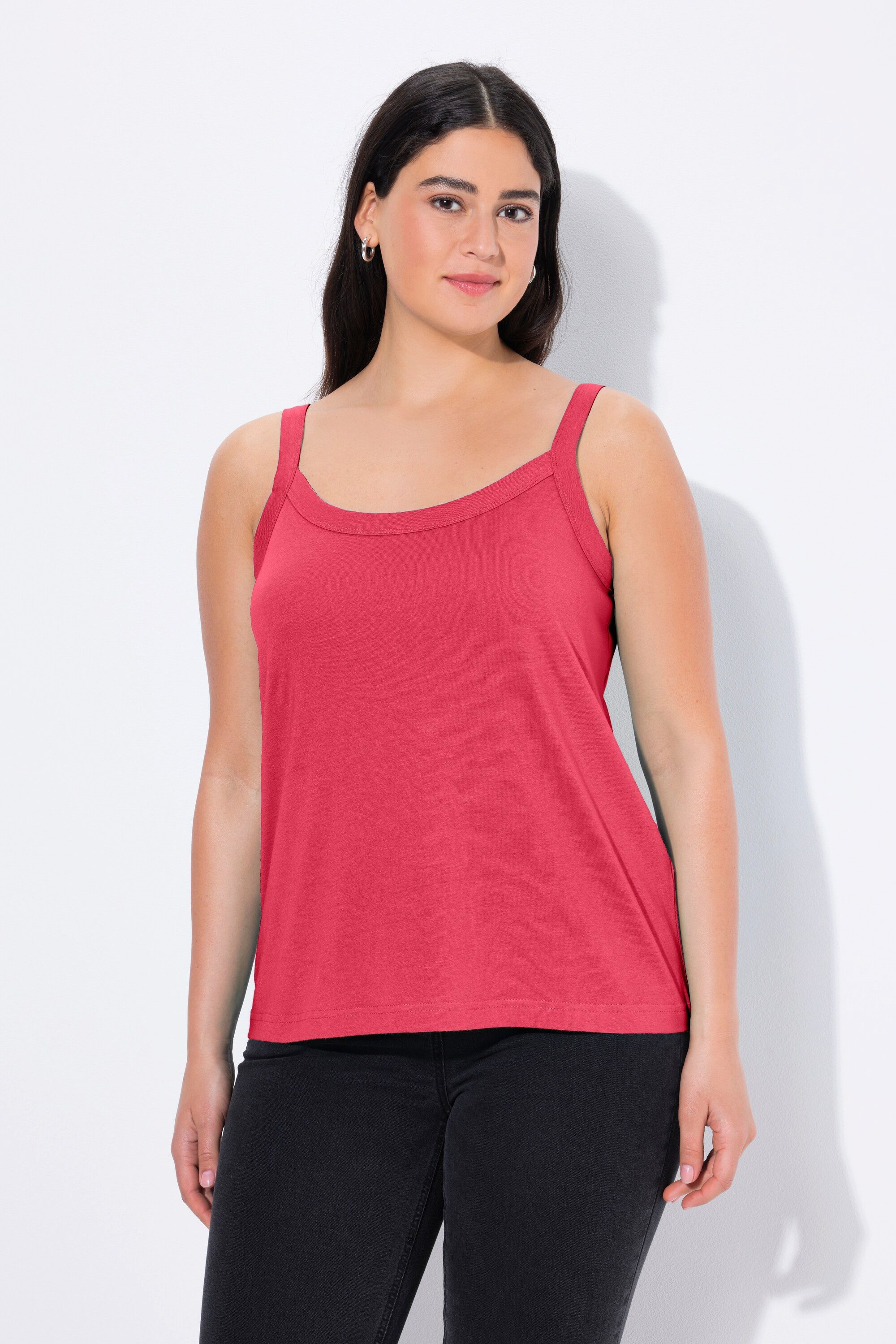 Ulla Popken Longtop Spaghettitop Rundhals Modalmix ärmellos